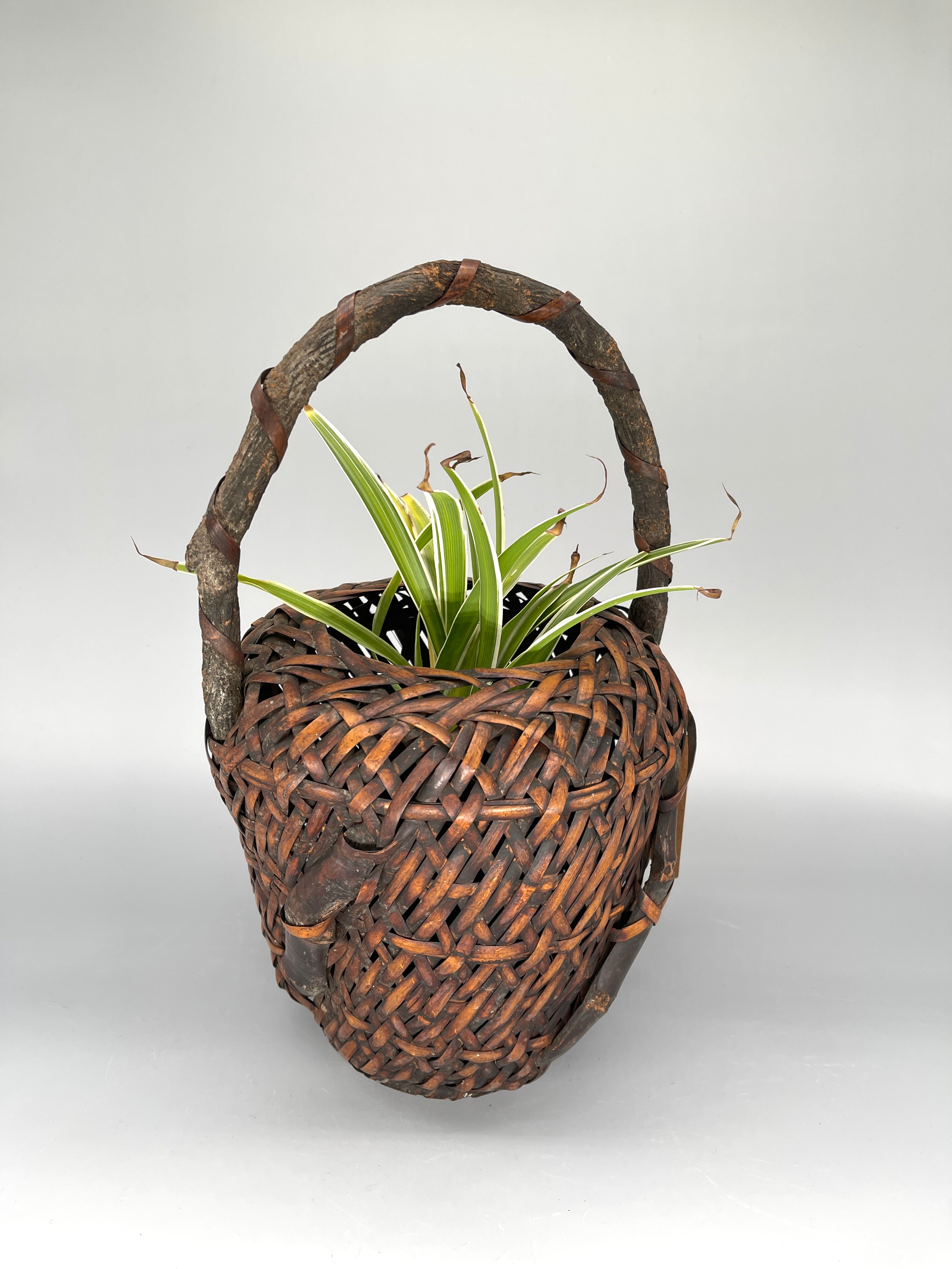 Vintage Japanese Woven Bamboo Ikebana Basket