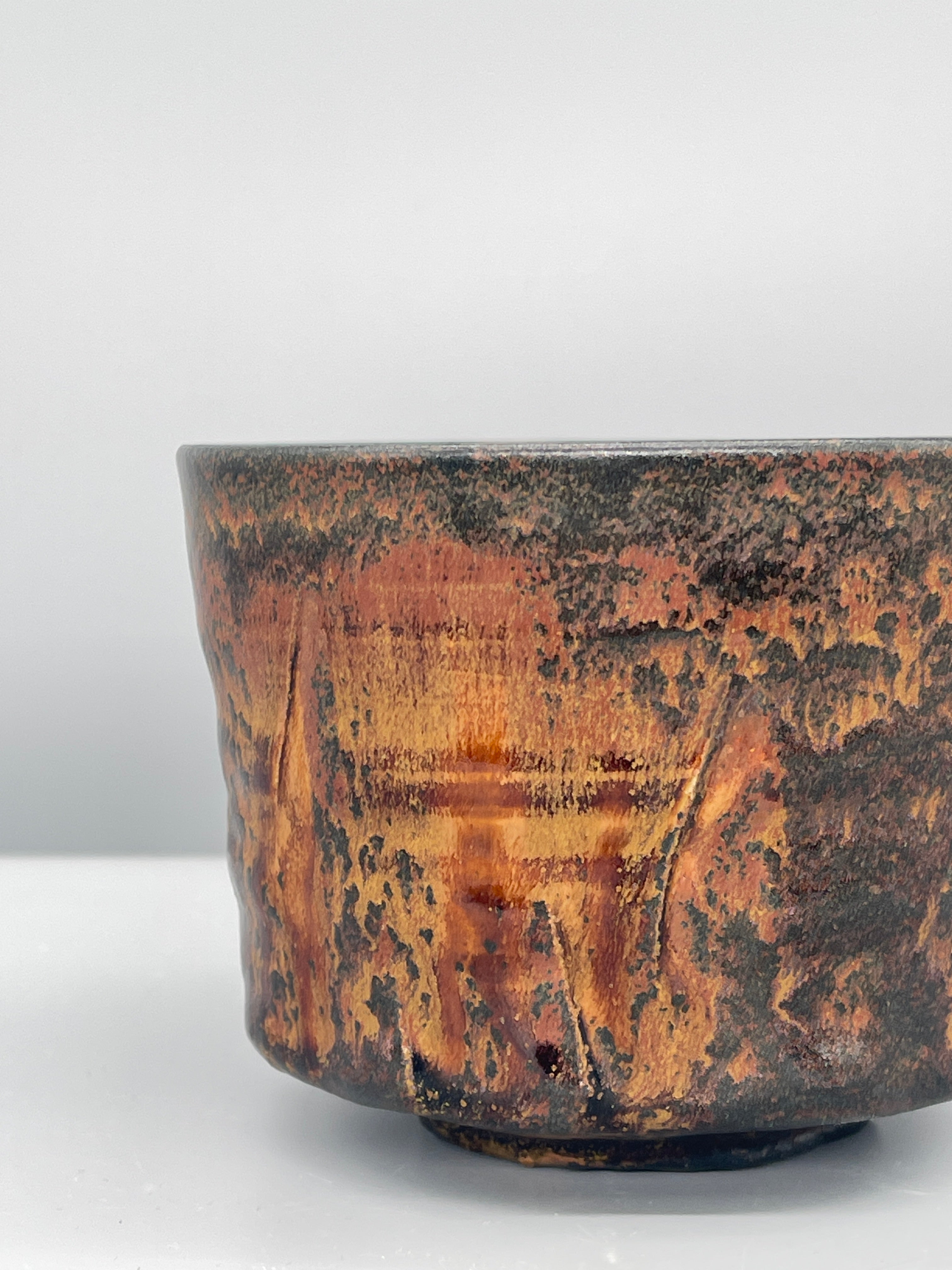 Vintage Japanese Chawan, Tea Bowl - Burnt Orange Glaze