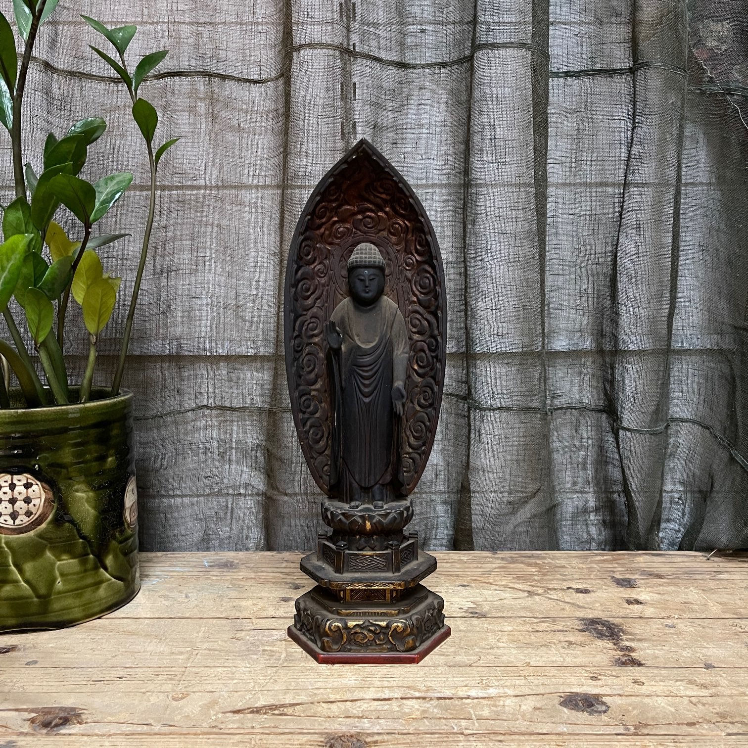 Vintage Japanese Buddha - Carved Wood | c.1950s