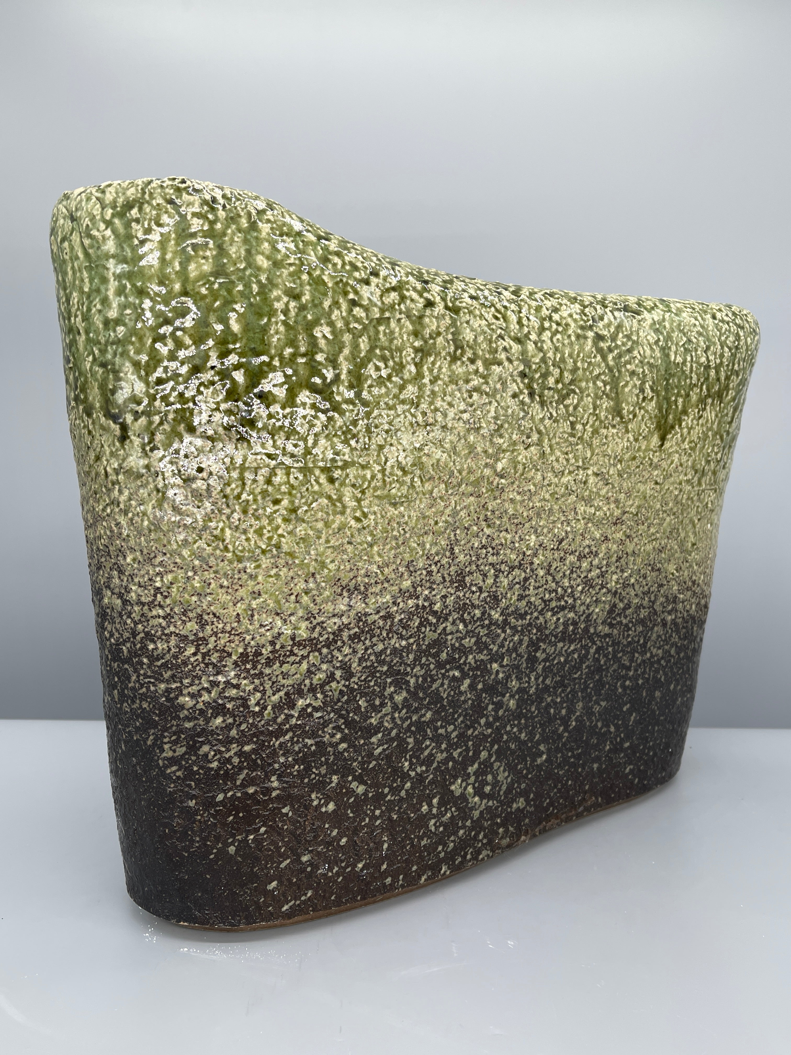Large Japanese Ceramic Ikebana Vase, Green Glaze - Stoneware