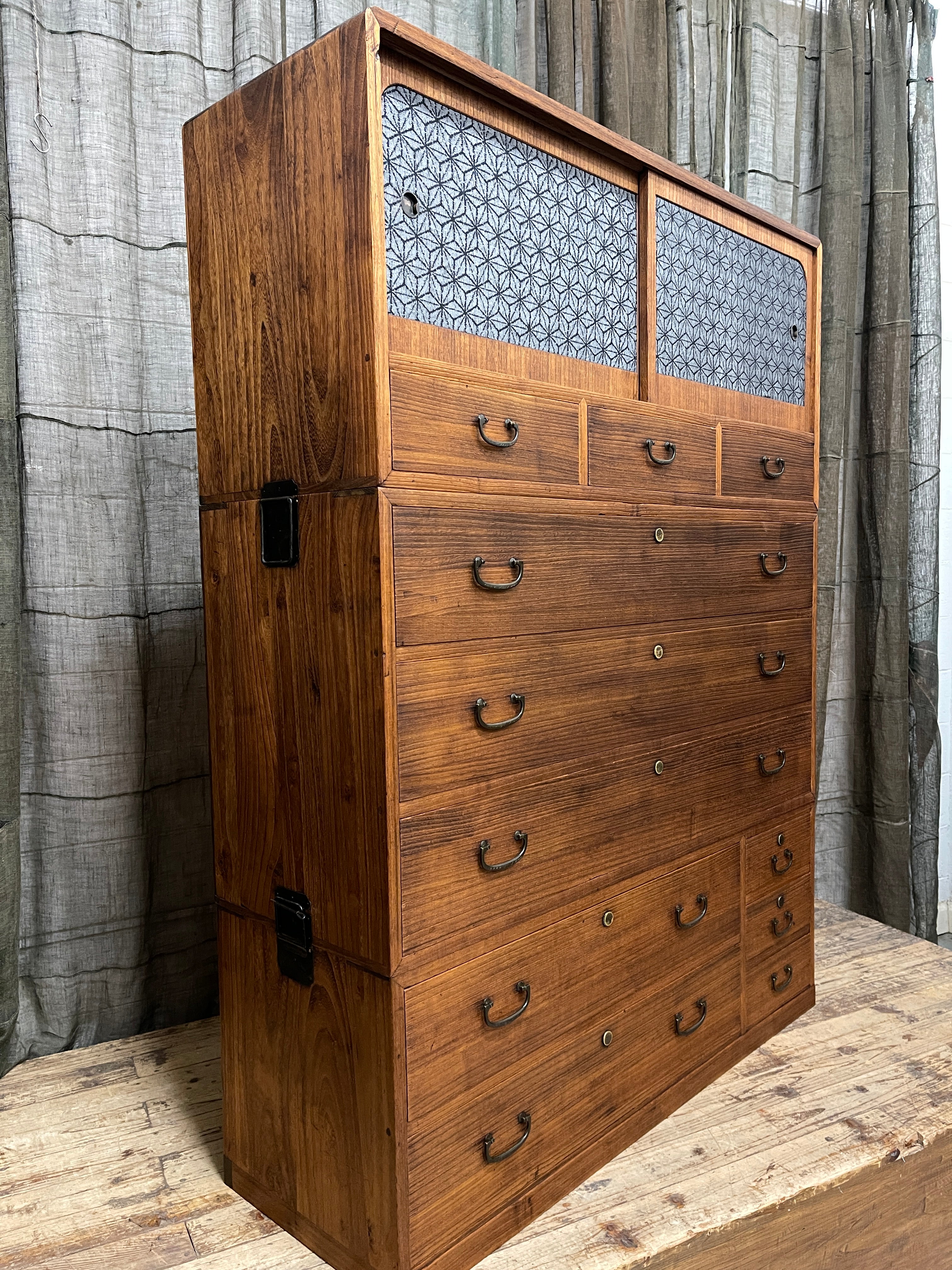Japanese Three-Piece Kimono Chest of Drawers - Paulownia & Cypress | Midcentury