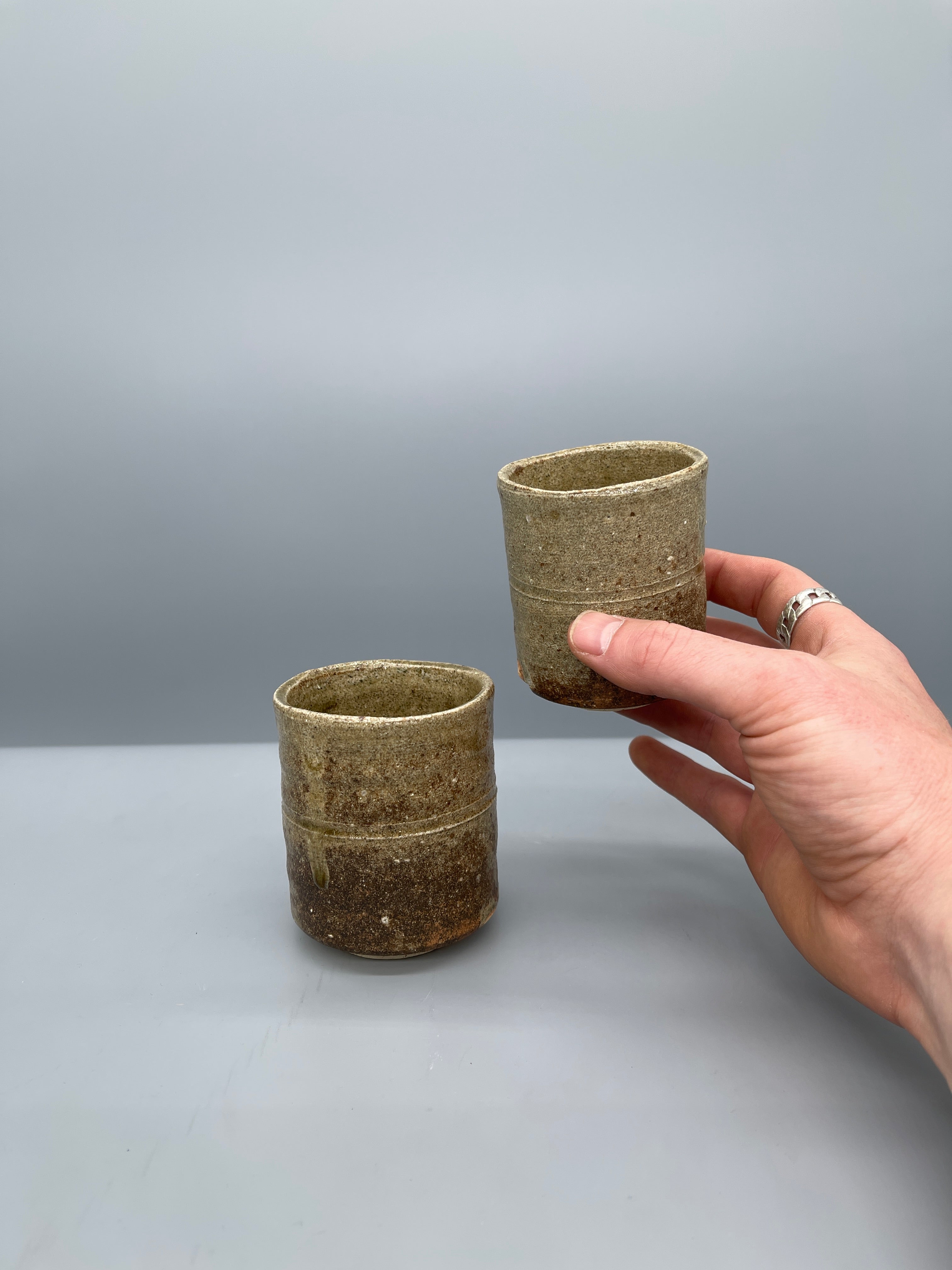 Vintage Japanese Yunomi Tea Cups, Set of Two - Stoneware