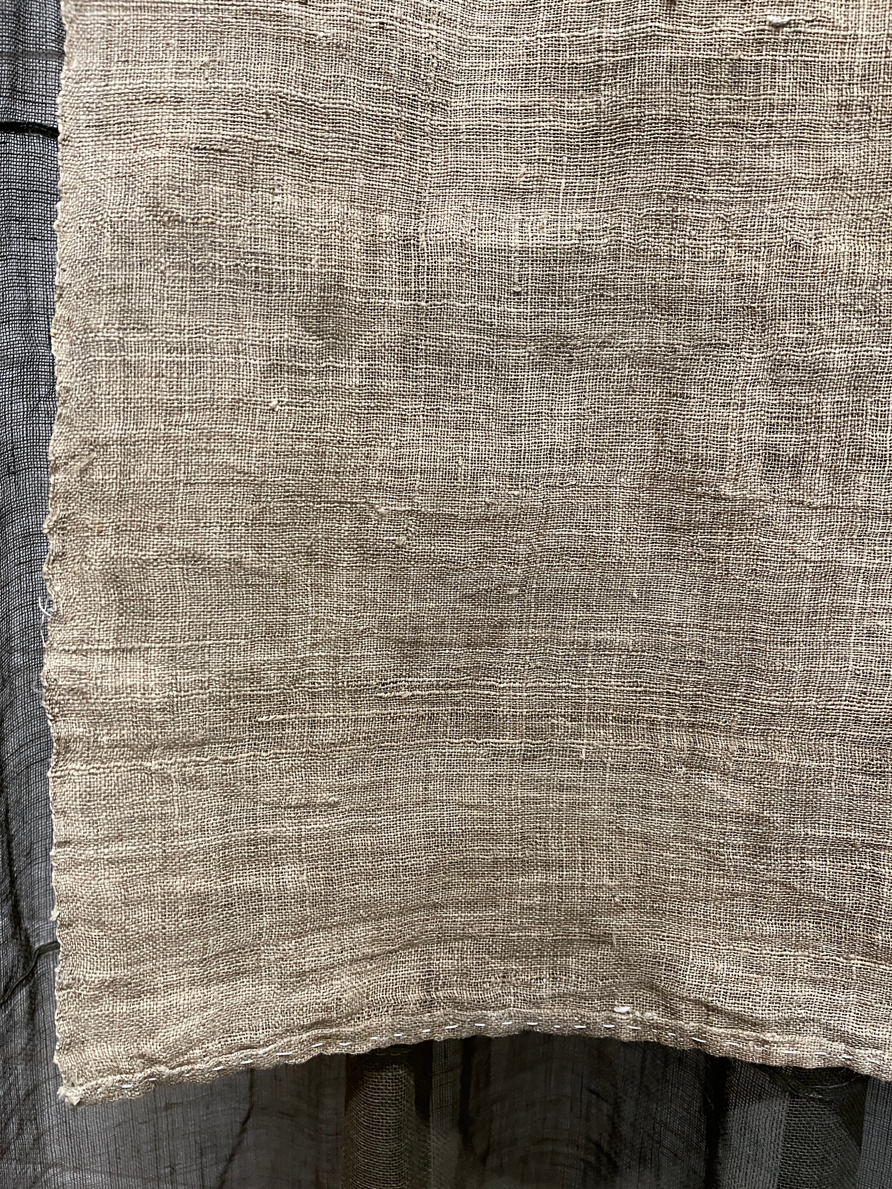 Vintage Japanese Hemp Noren, Panelled Curtain