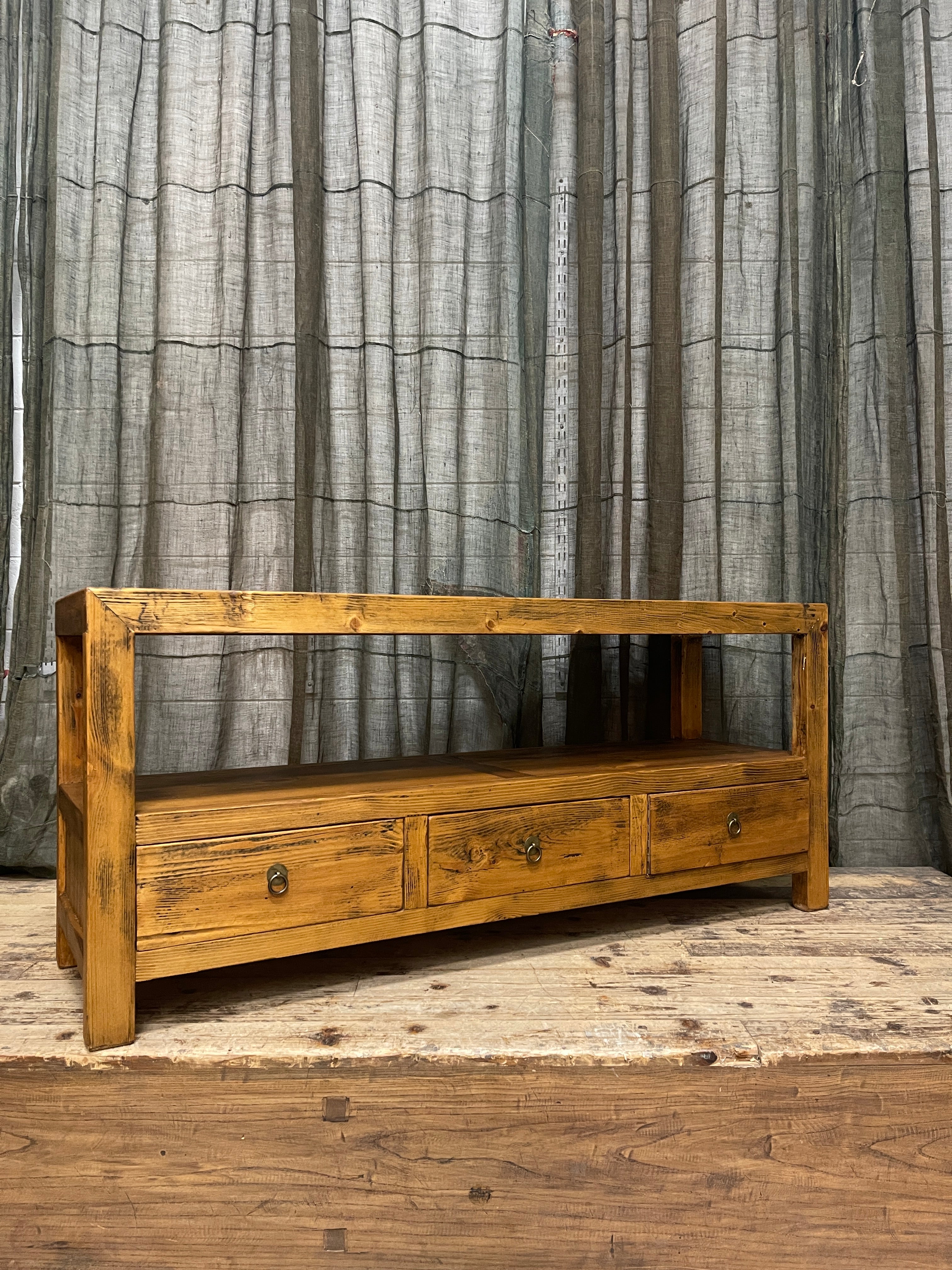 Low Chinese Timber Cabinet, Recycled Cypress Wood