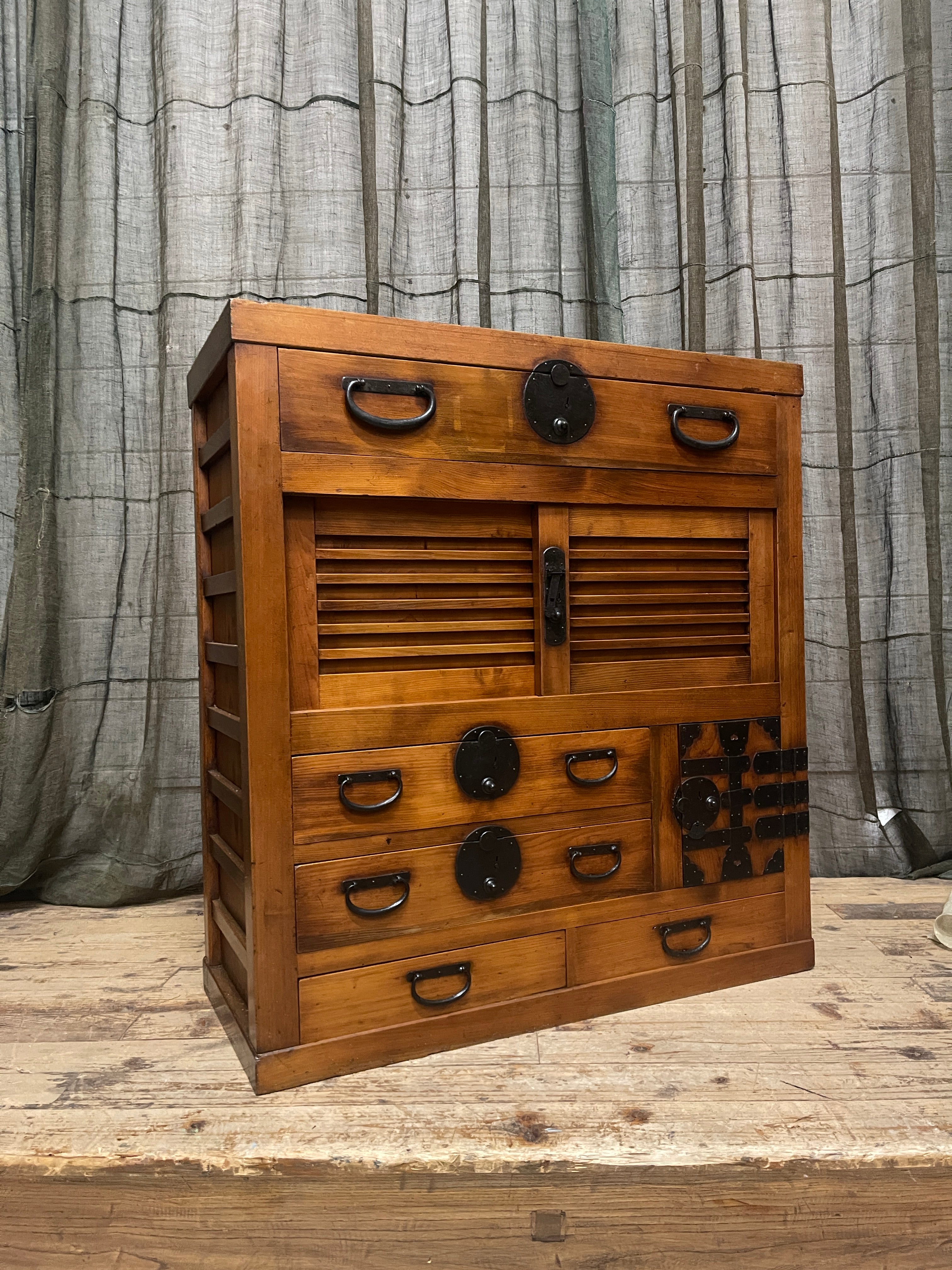 Antique Japanese Choba Dansu, Merchant's Chest - Cypress & Cedar | Meiji