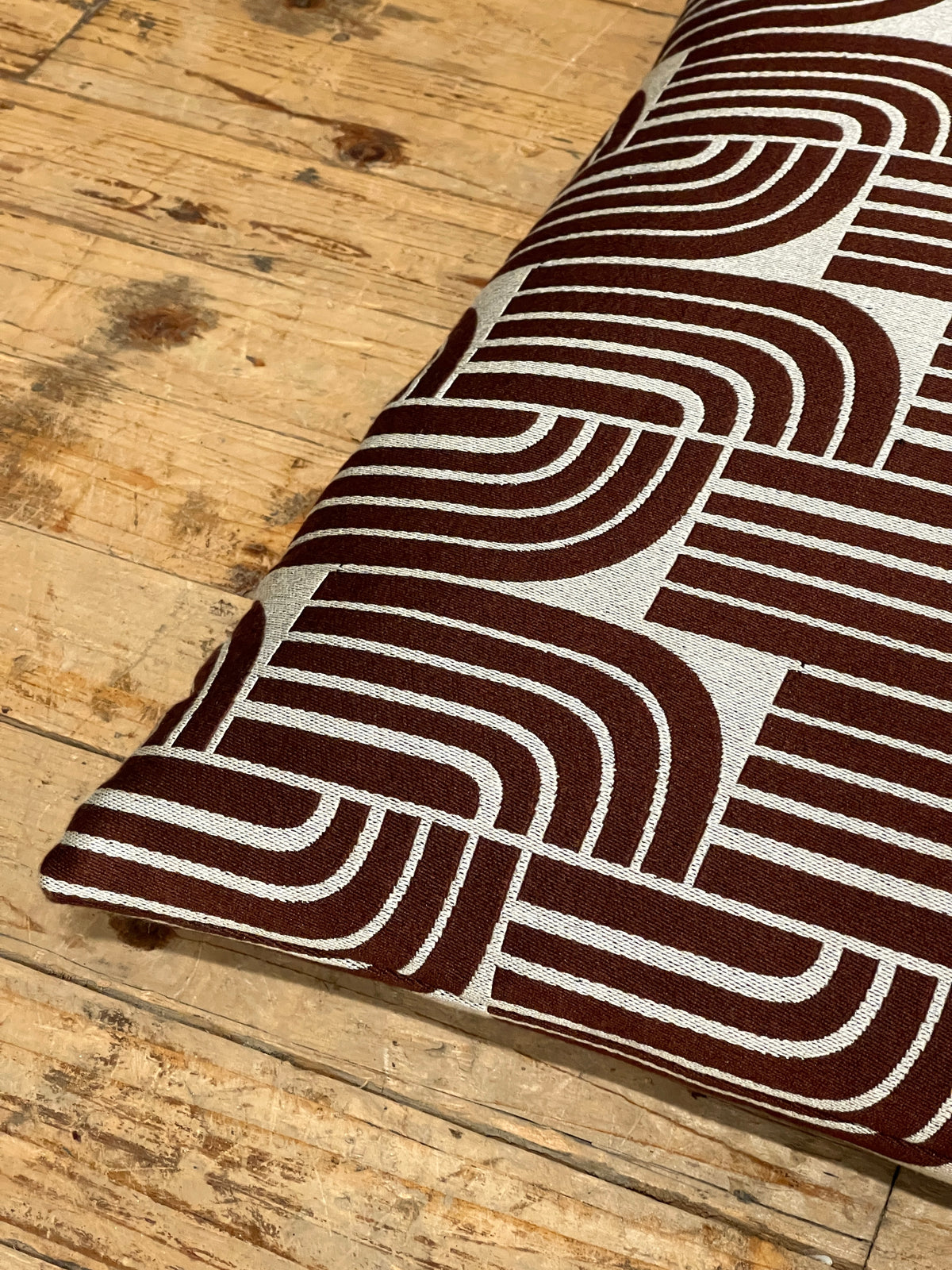 Vintage Mid Century Japanese Floor Cushions, Maroon & Cream