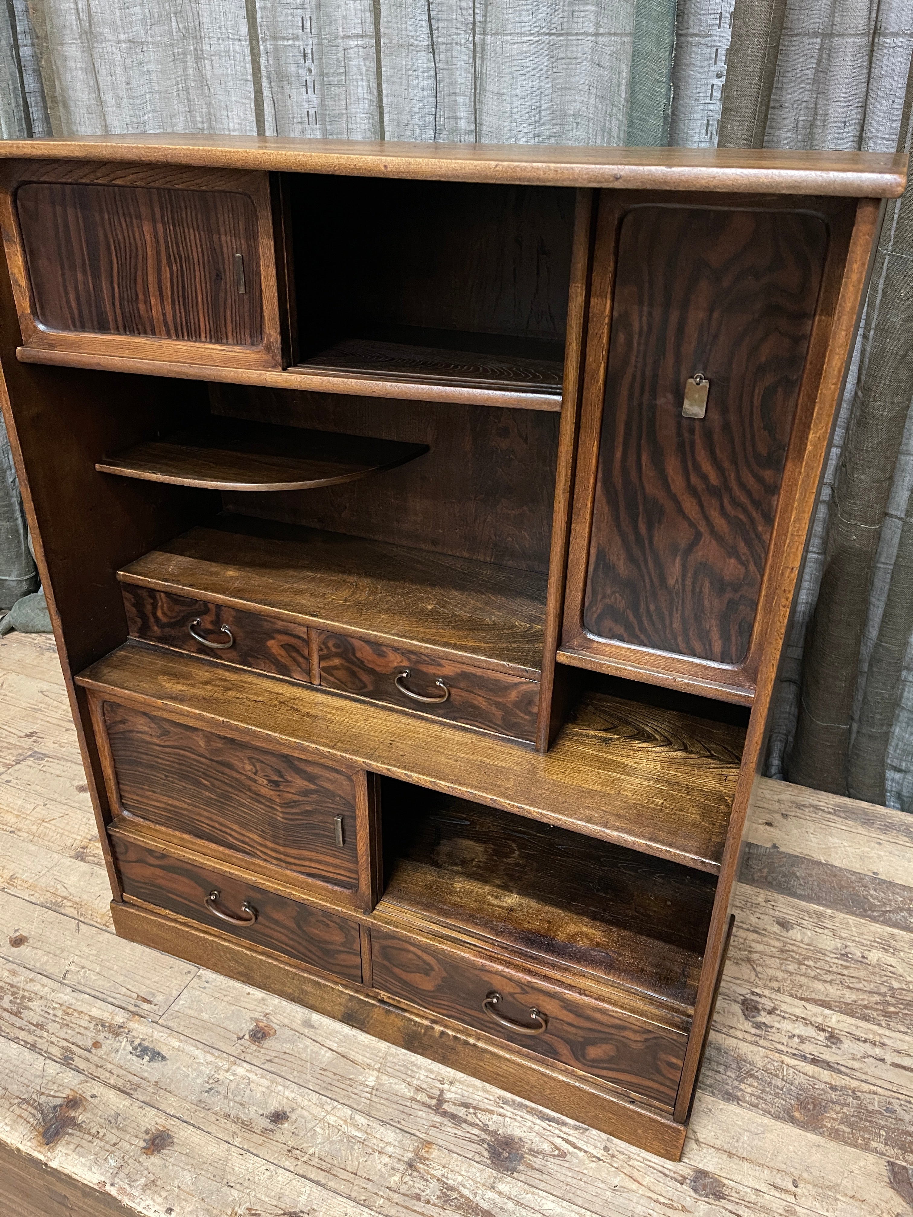 Cha Dana, Japanese Tea Cabinet - Elm & Persimmon | Midcentury