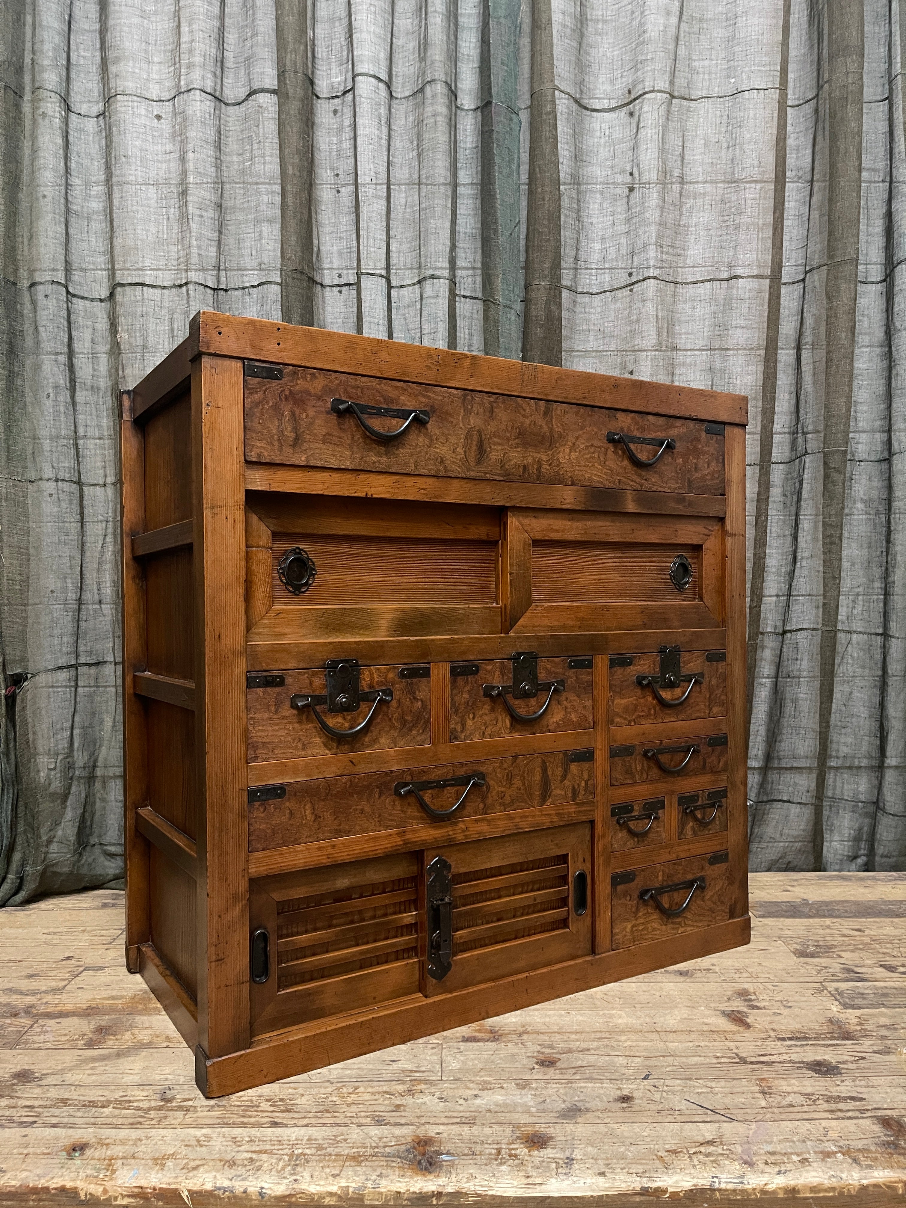 Antique Japanese Choba Dansu Merchants Cabinet - Cypress & Elm | Meiji