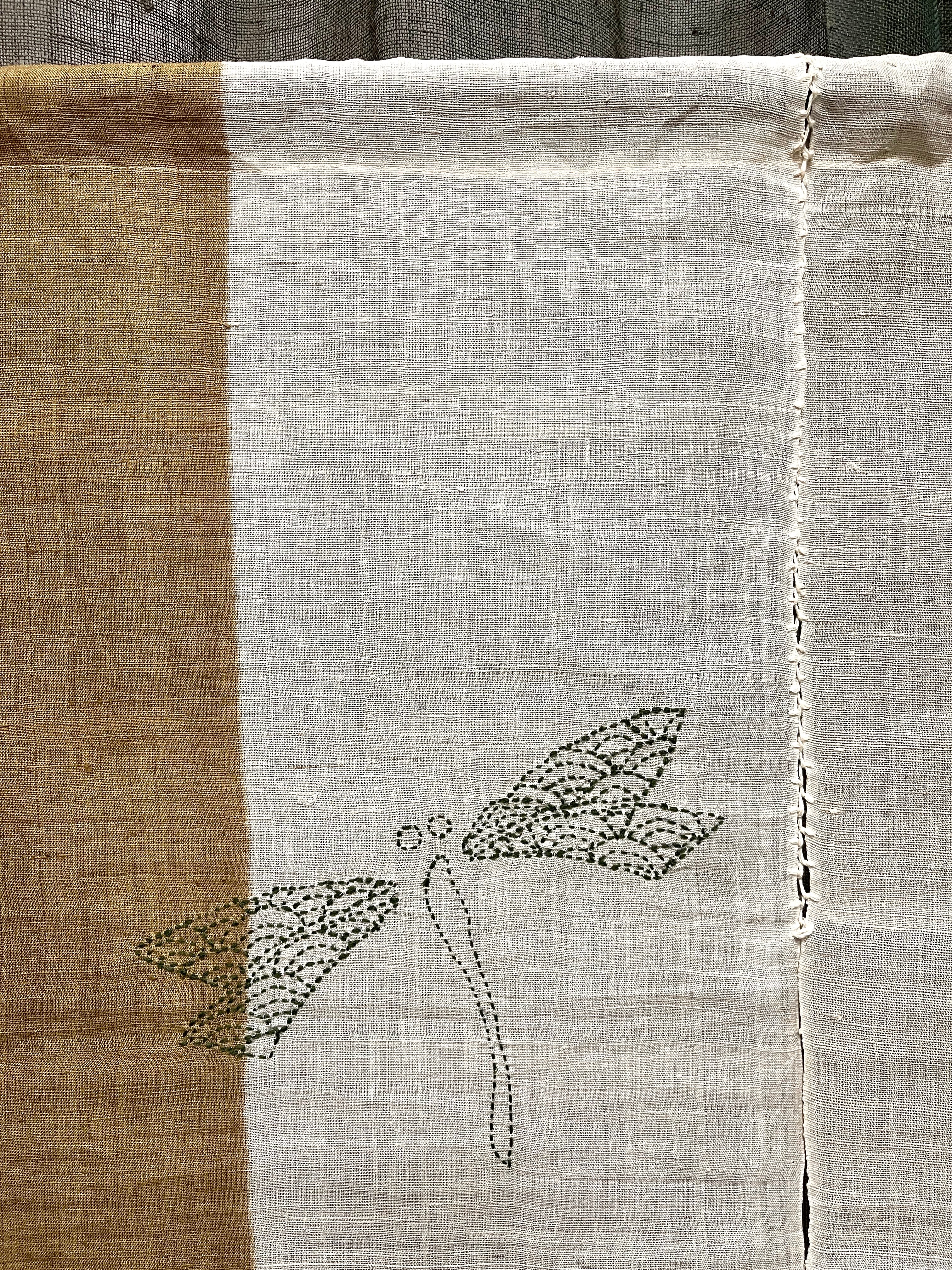 Vintage Japanese Hemp Noren, Panelled Curtain