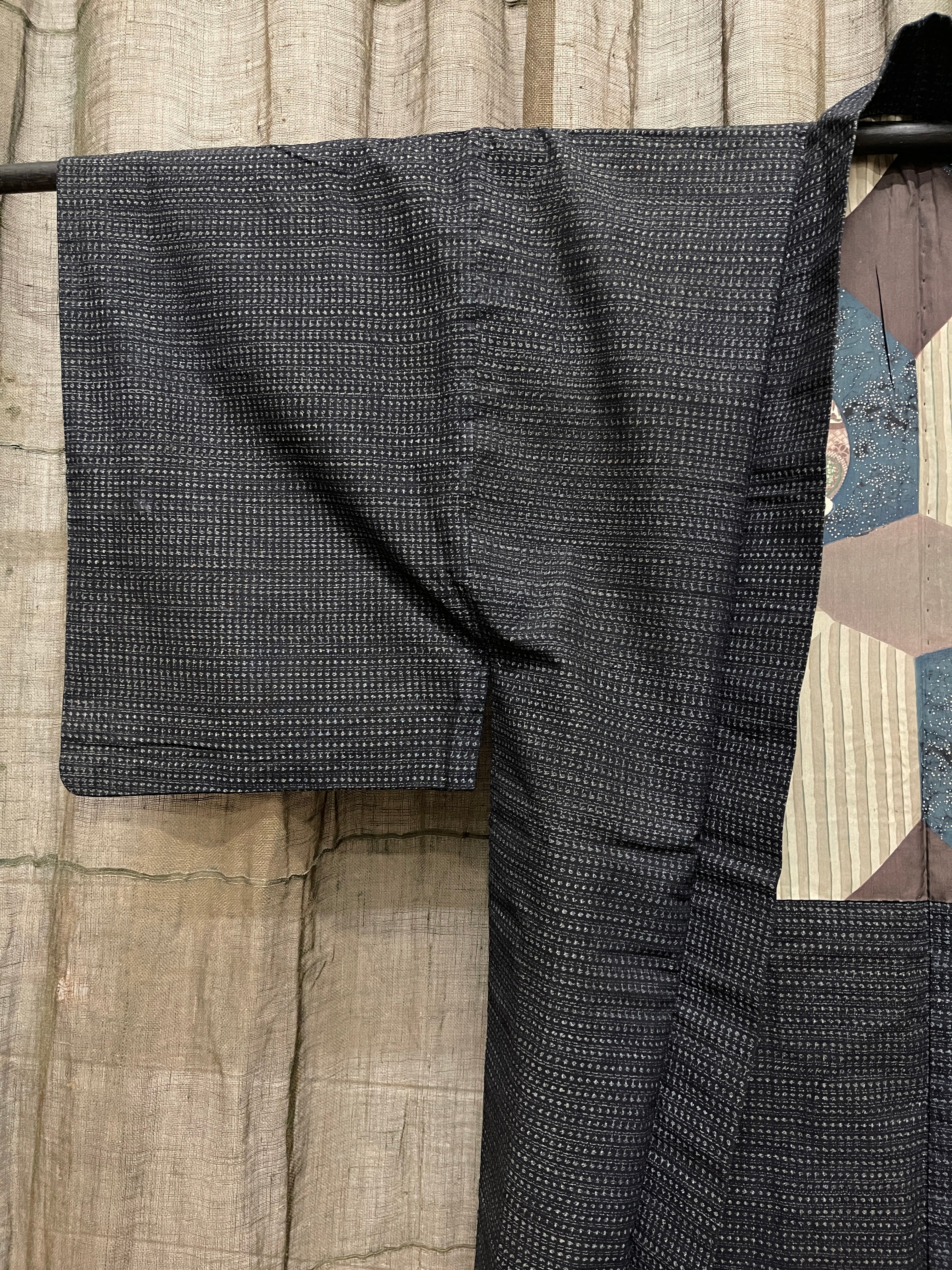 Japanese Haori-Kimono Cotton Jacket - Indigo Kasuri
