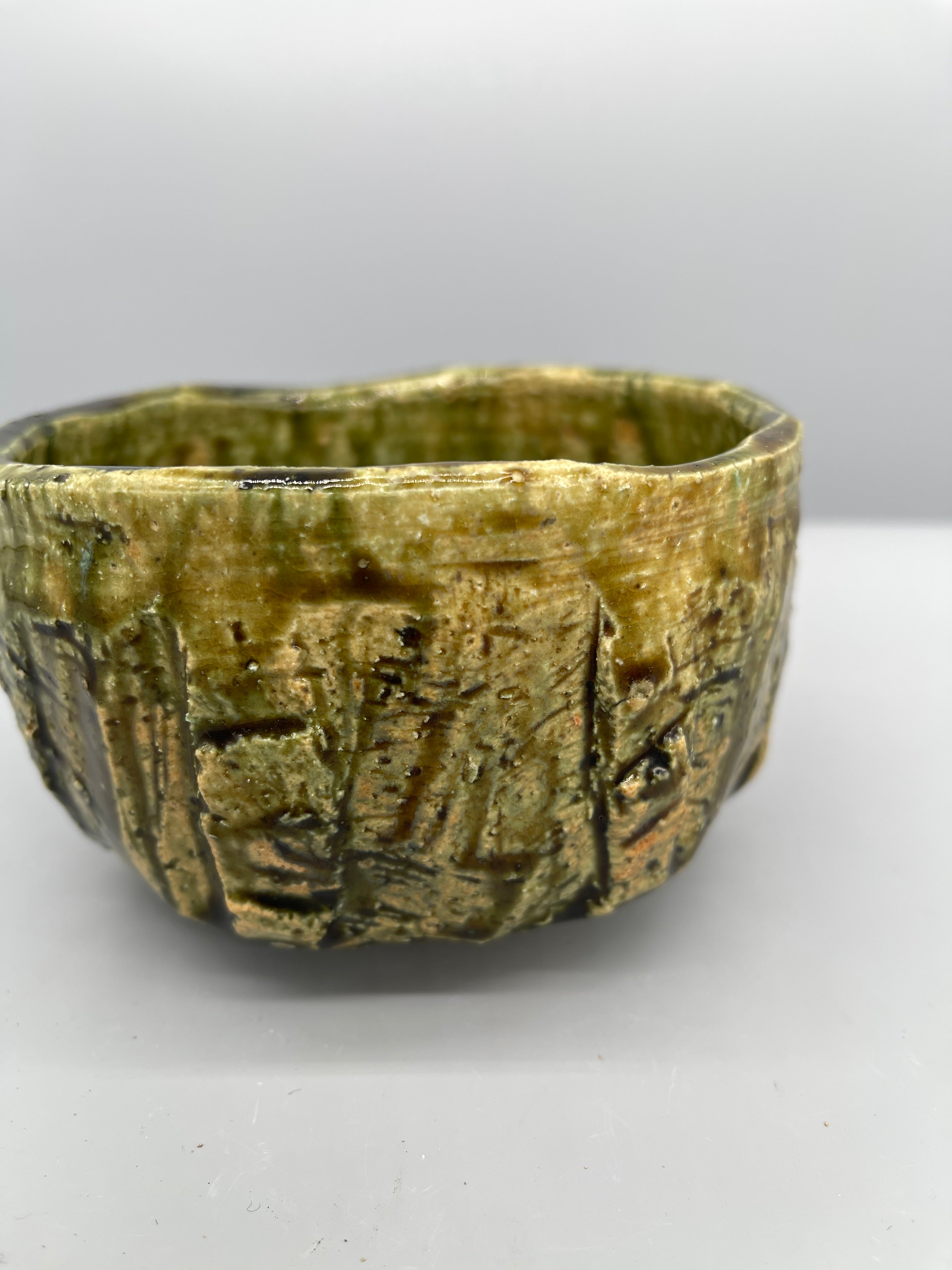 Japanese Chawan, Tea Bowl - Oribe Ware