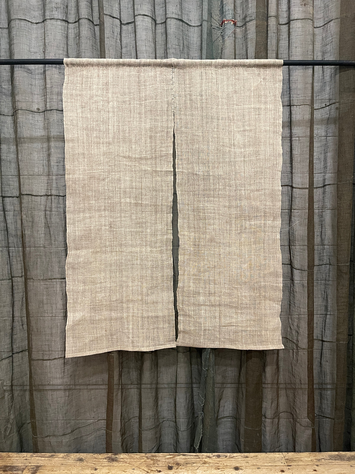 Vintage Japanese Noren, Natural Hemp