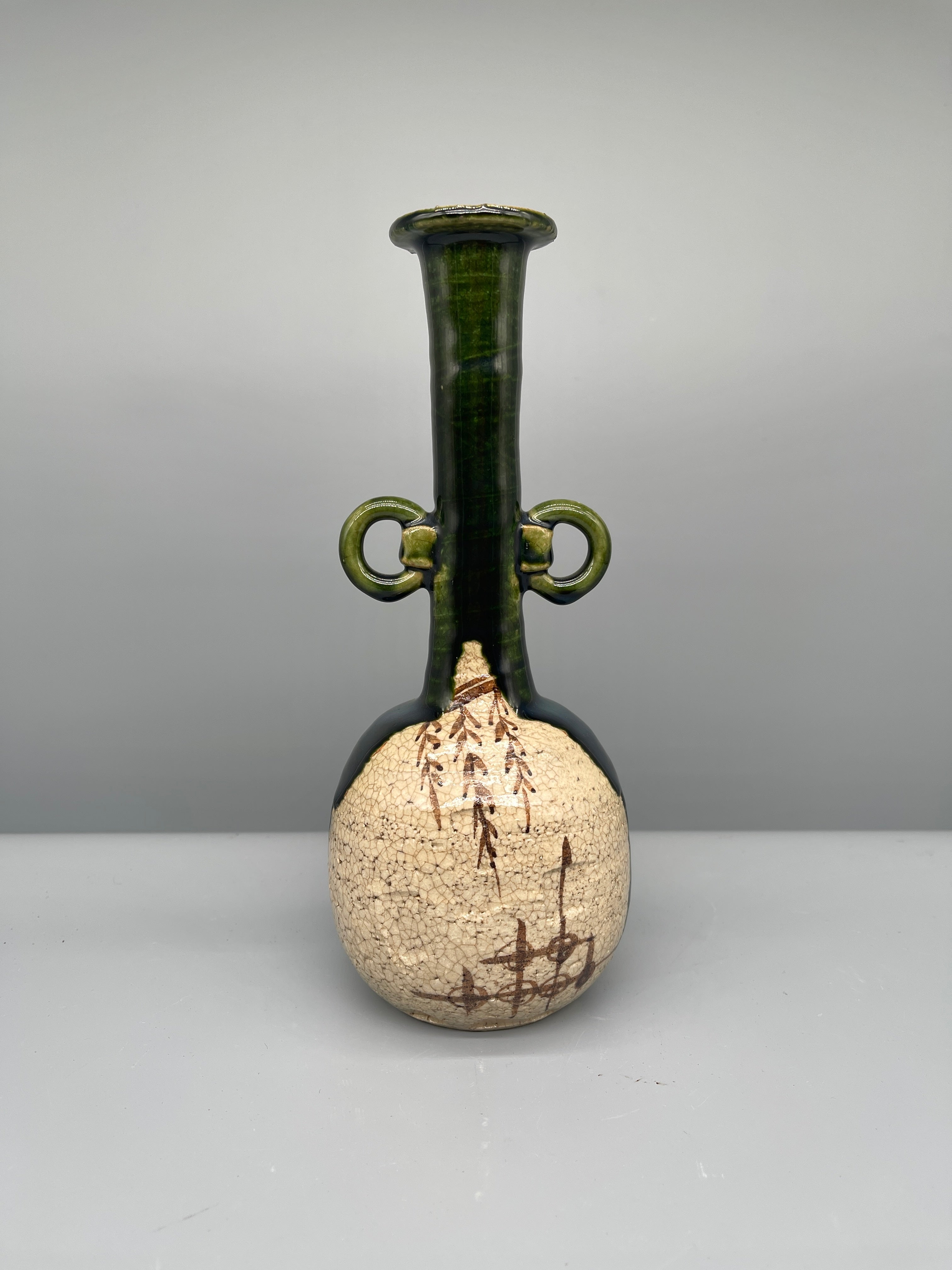 Vintage Japanese Vase - Oribe Glaze