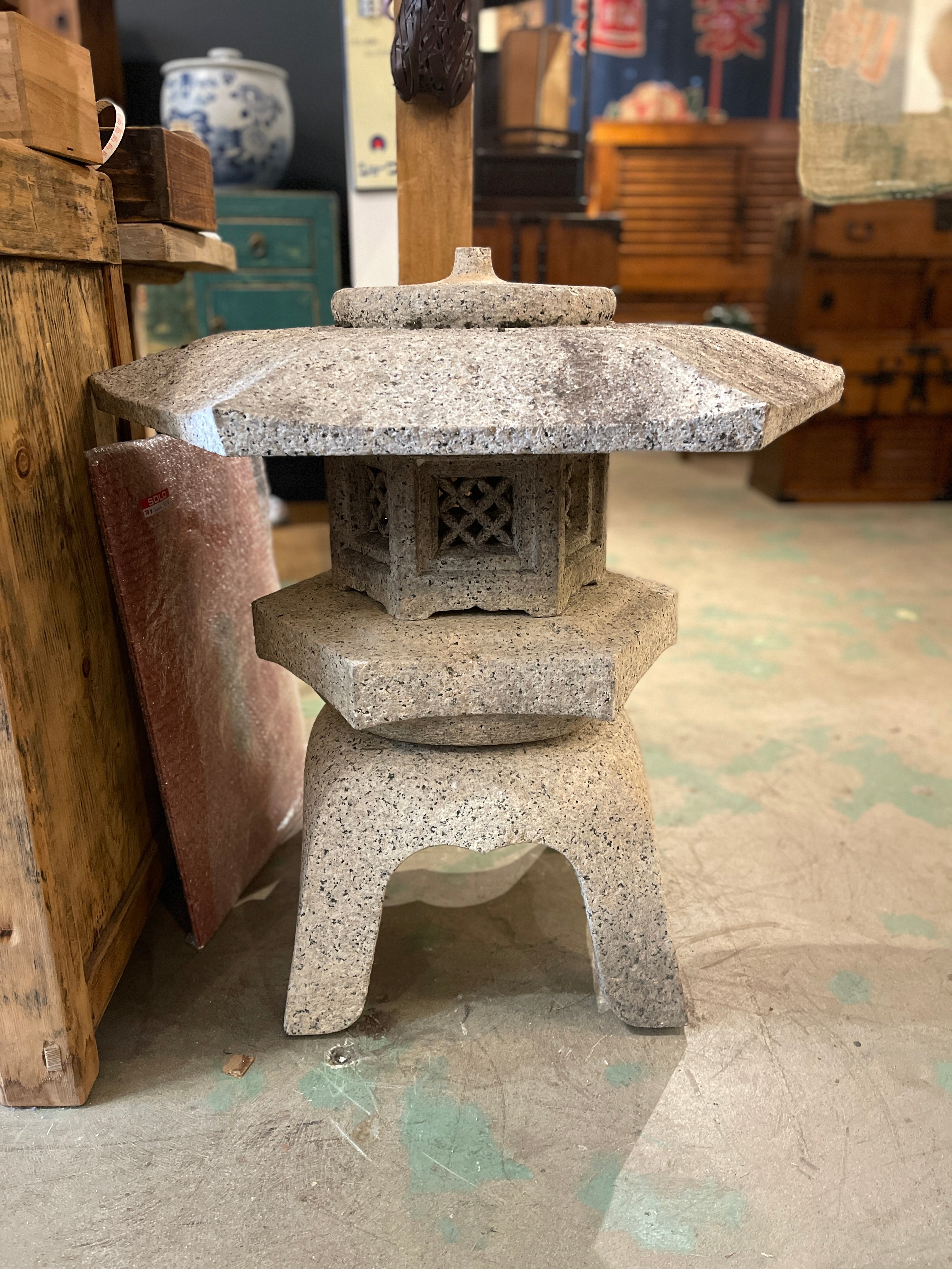 Japanese Yukimi Snow Garden Lantern - Granite | Mid 20th Century