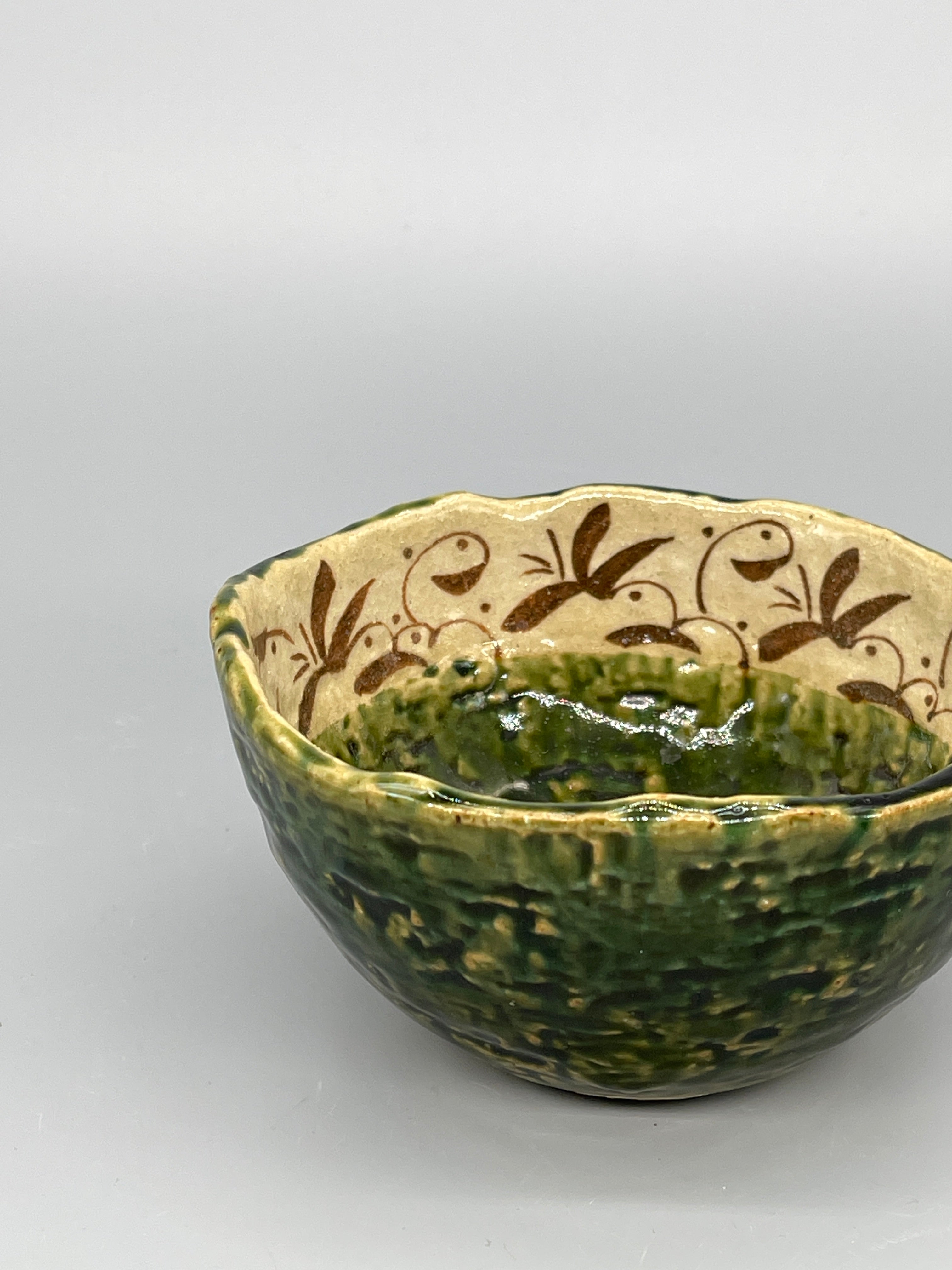 Vintage Japanese Matcha Bowl, Chawan - Oribe Glaze