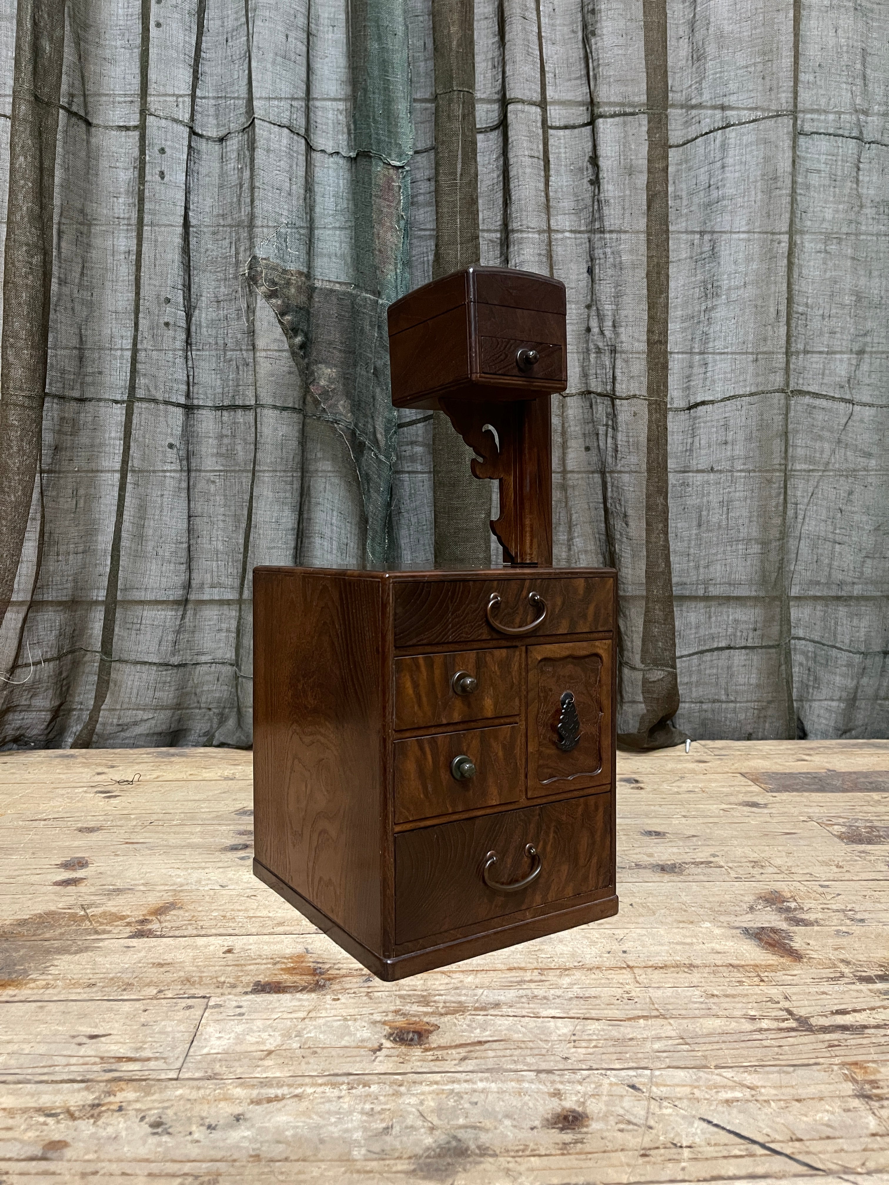 Vintage Japanese Sewing Box, Hari Bako - Elm | 1920's