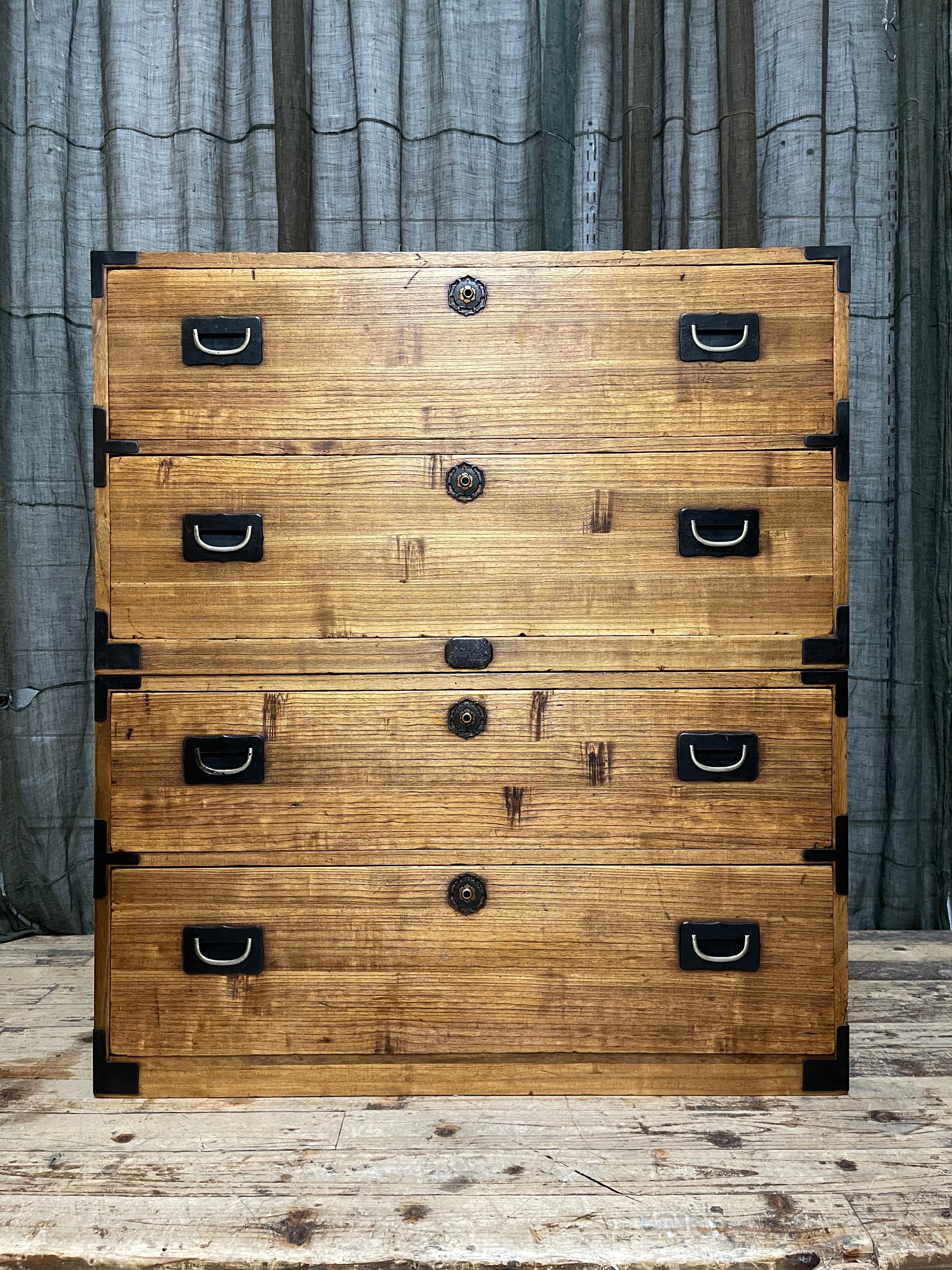 Japanese Kimono Storage Chest-on-Chest, Isho Dansu - Paulownia | Showa