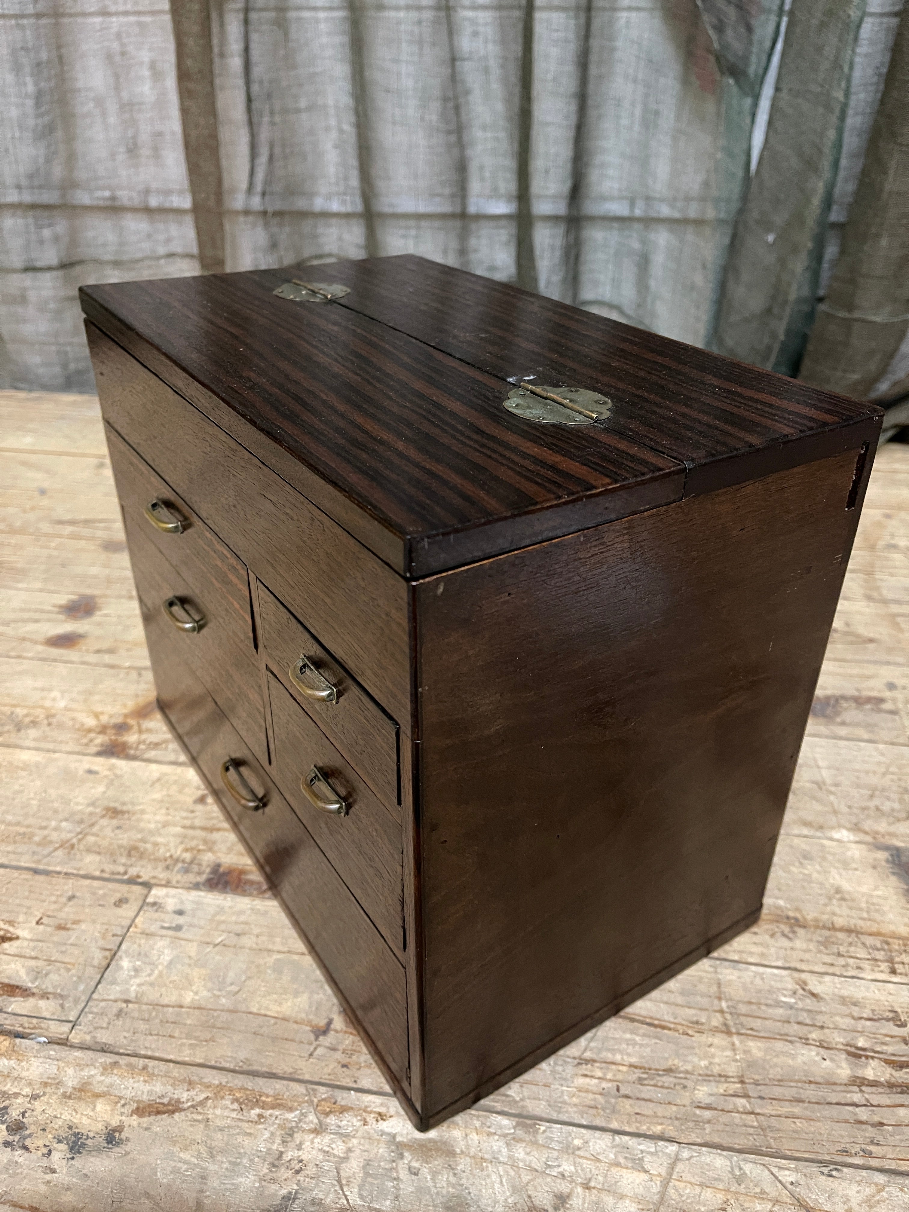 Vintage Japanese Sewing Box, Hari Bako - Rosewood | 1950's