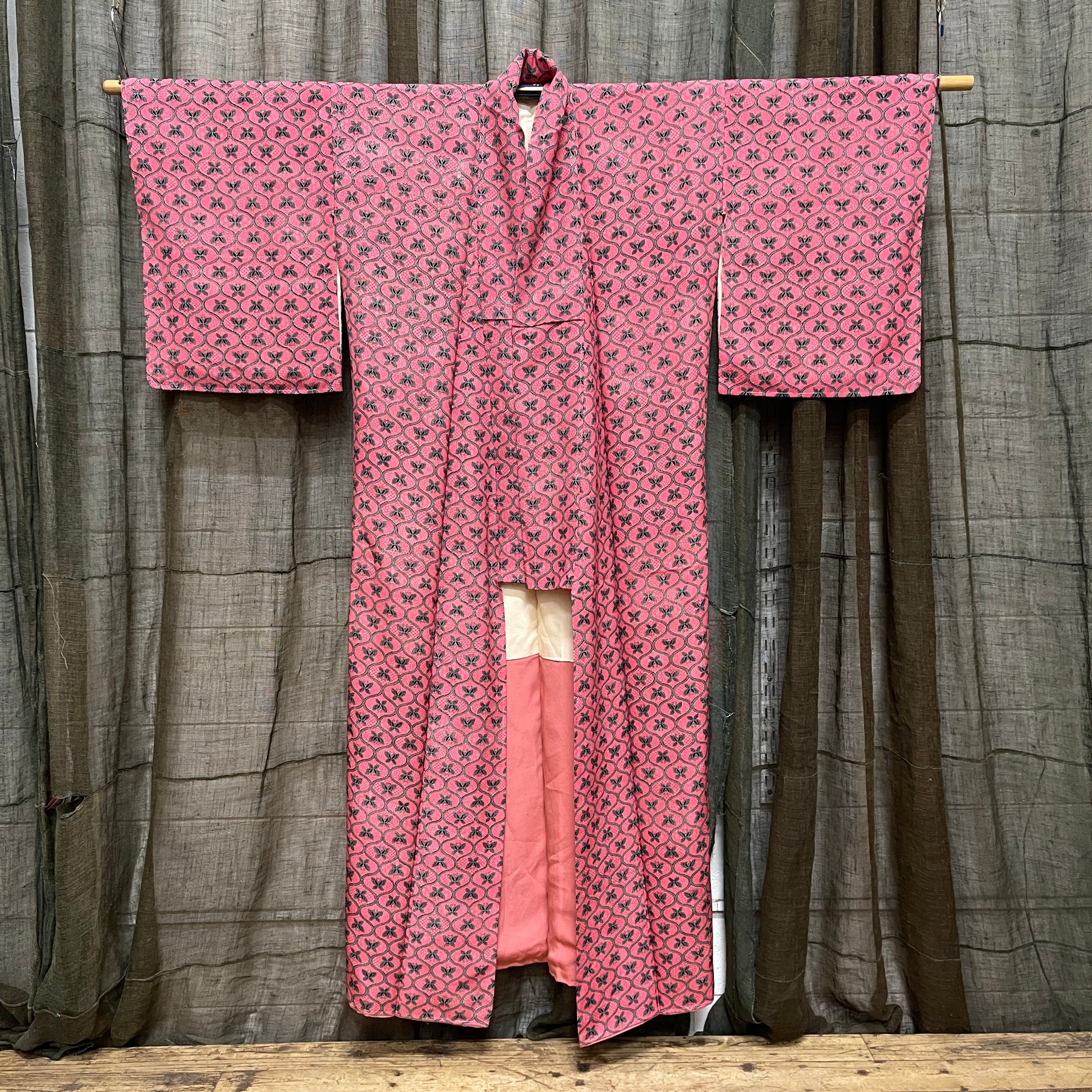 Vintage Japanese Silk Kimono | Butterfly Pattern