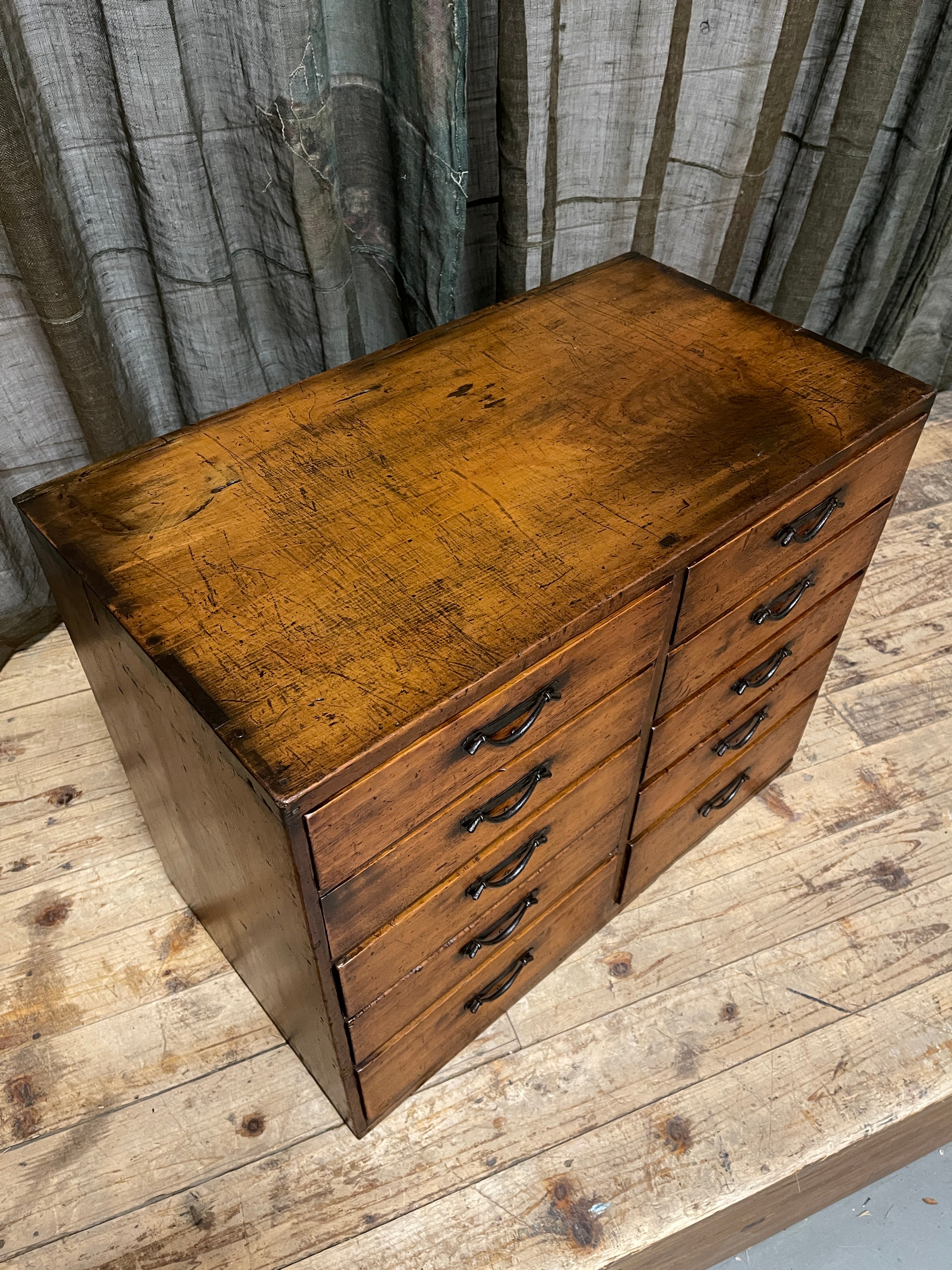 Antique Japanese 10 Drawer Document Chest - Cypress | Meiji