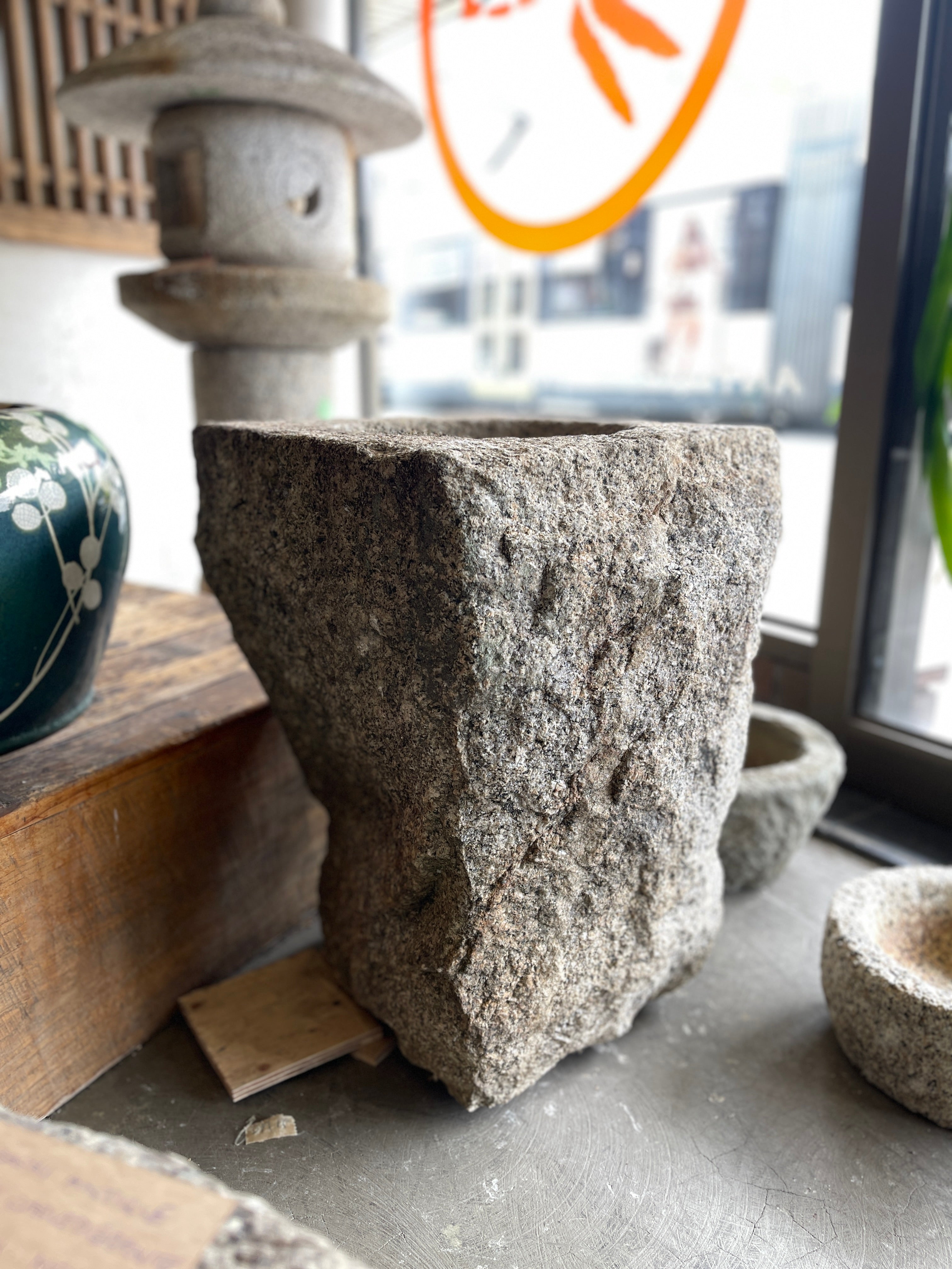 Japanese Chozubachi, Stone Water Basin - Granite | Meiji