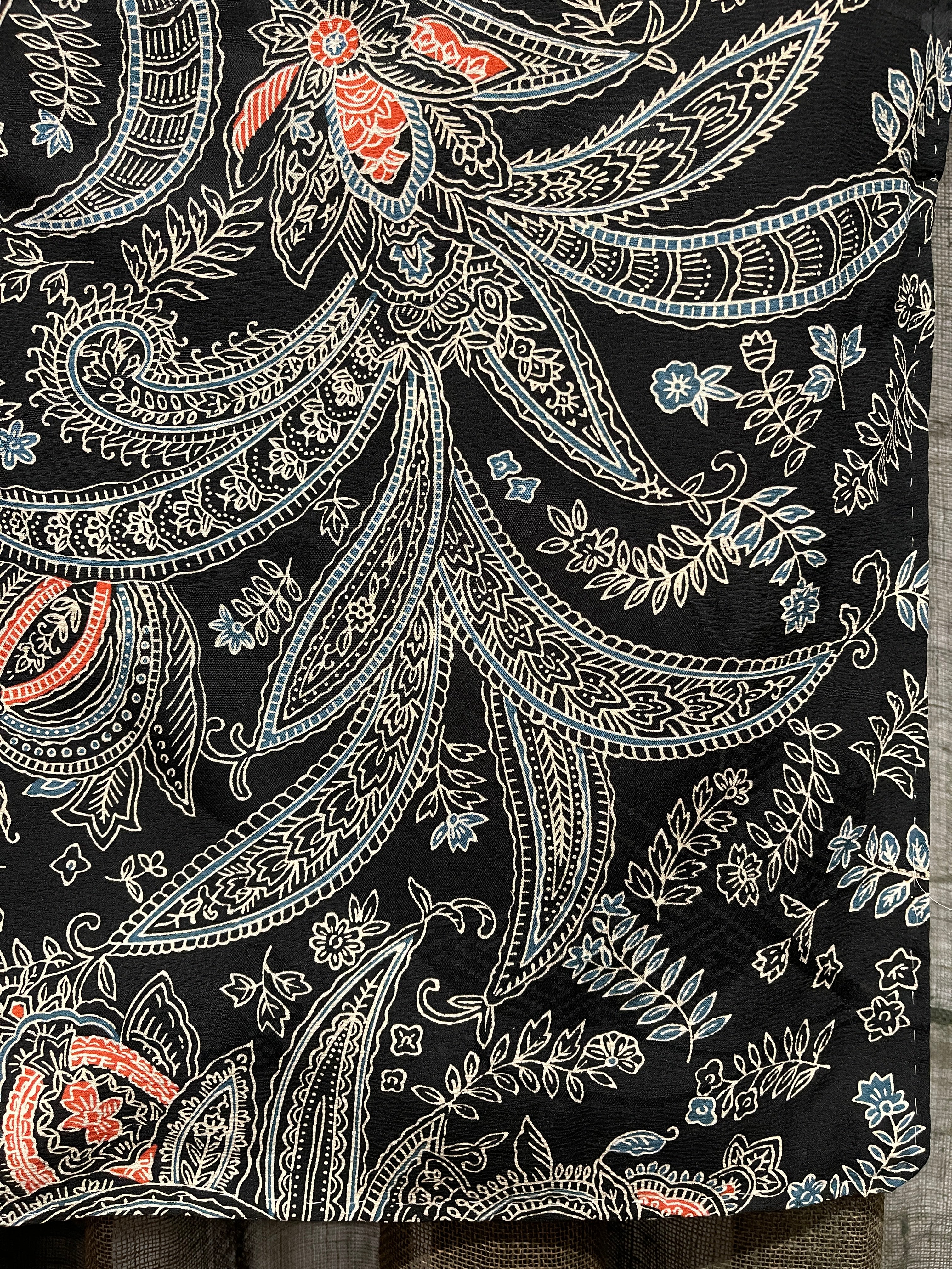 Vintage Japanese Black Silk Kimono | Paisley