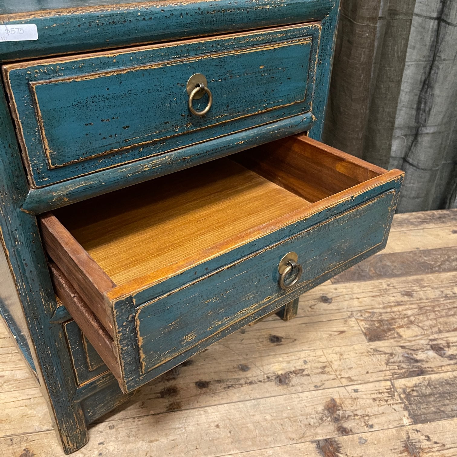 Provincial Style Chinese Blue Lacquered Side Cabinet