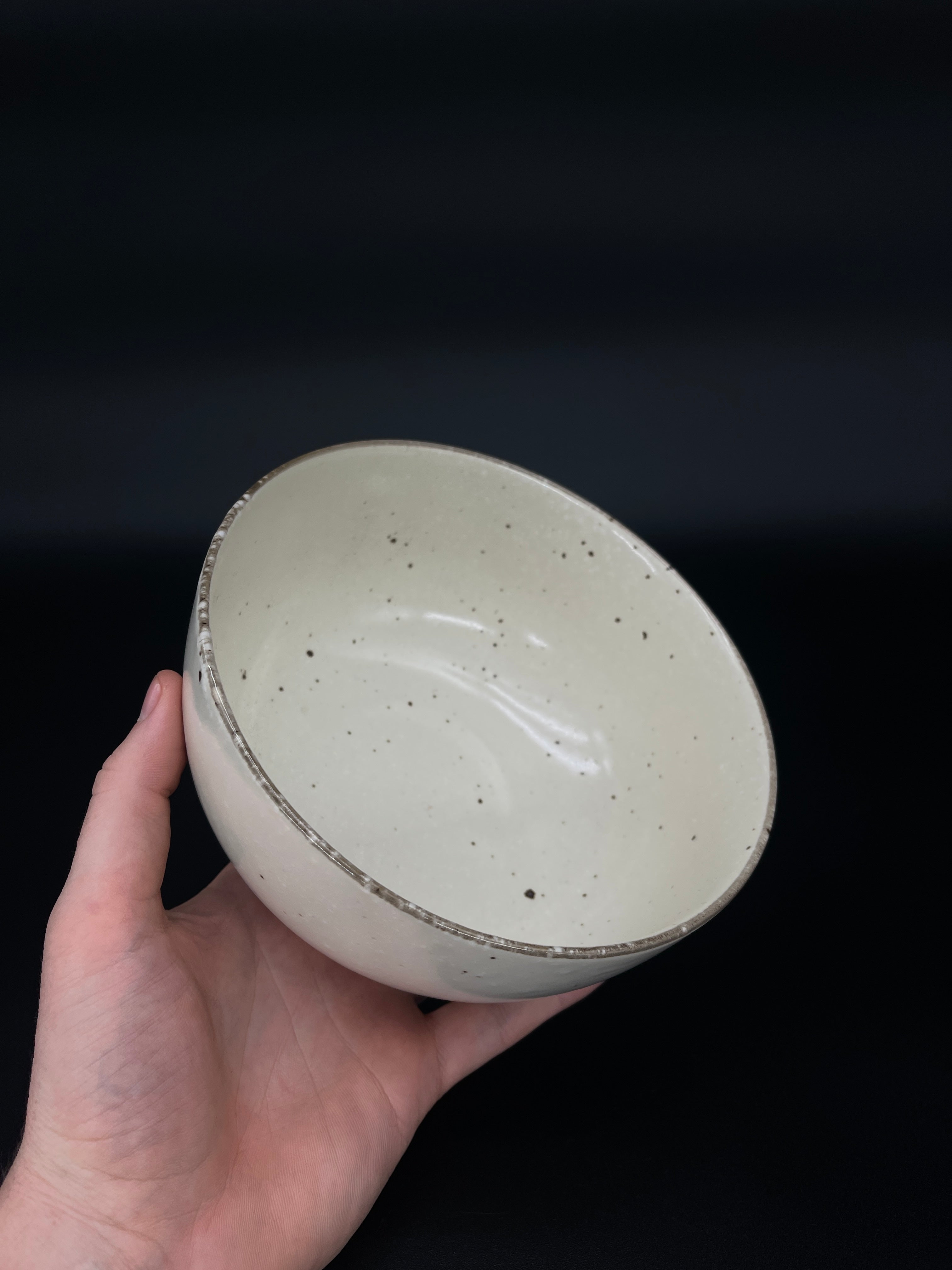 Contemporary Japanese Bowl - White, Spotted