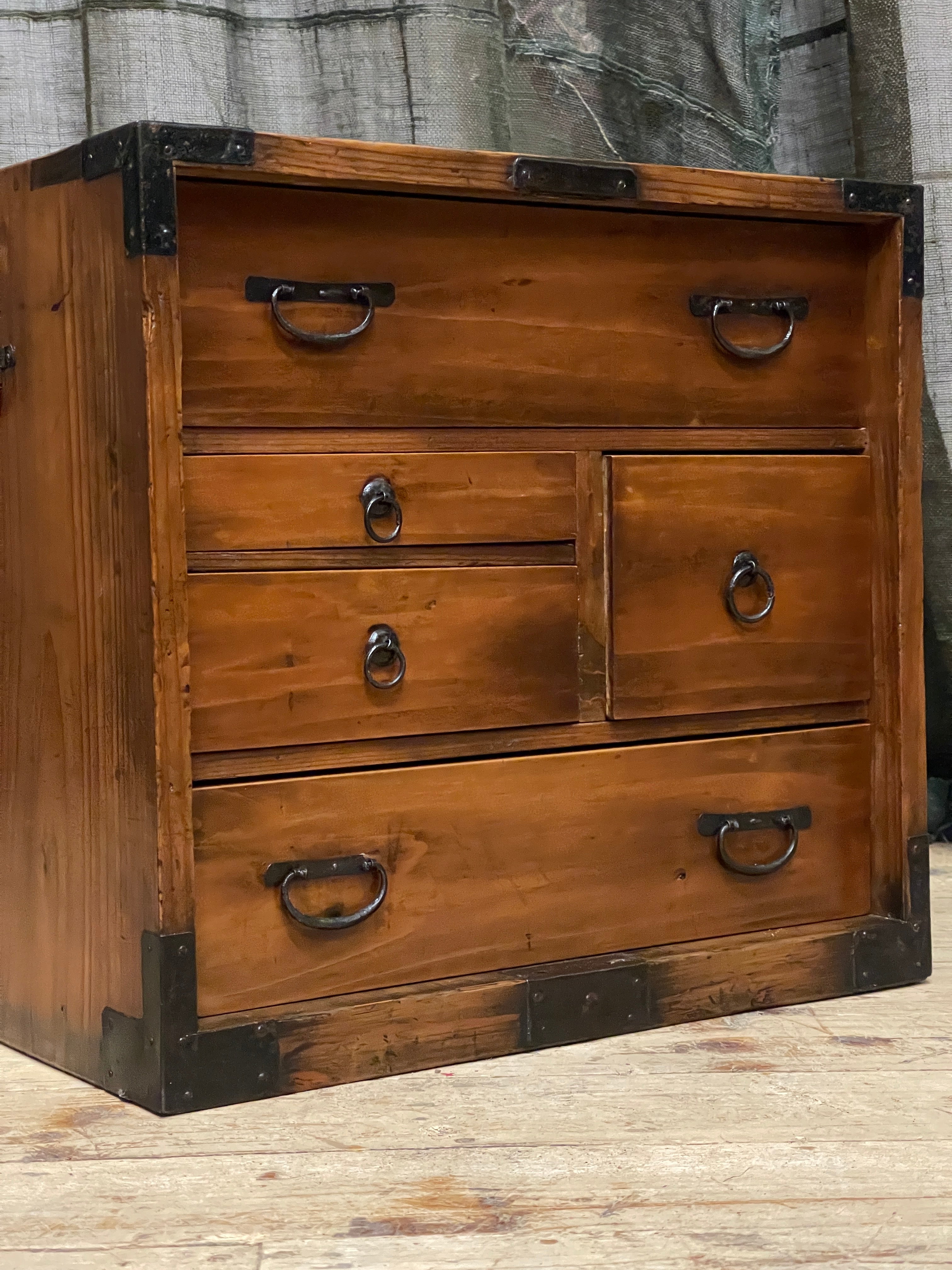Ko Dansu, Japanese Side Cabinet - Cypress | Taisho, 1920's
