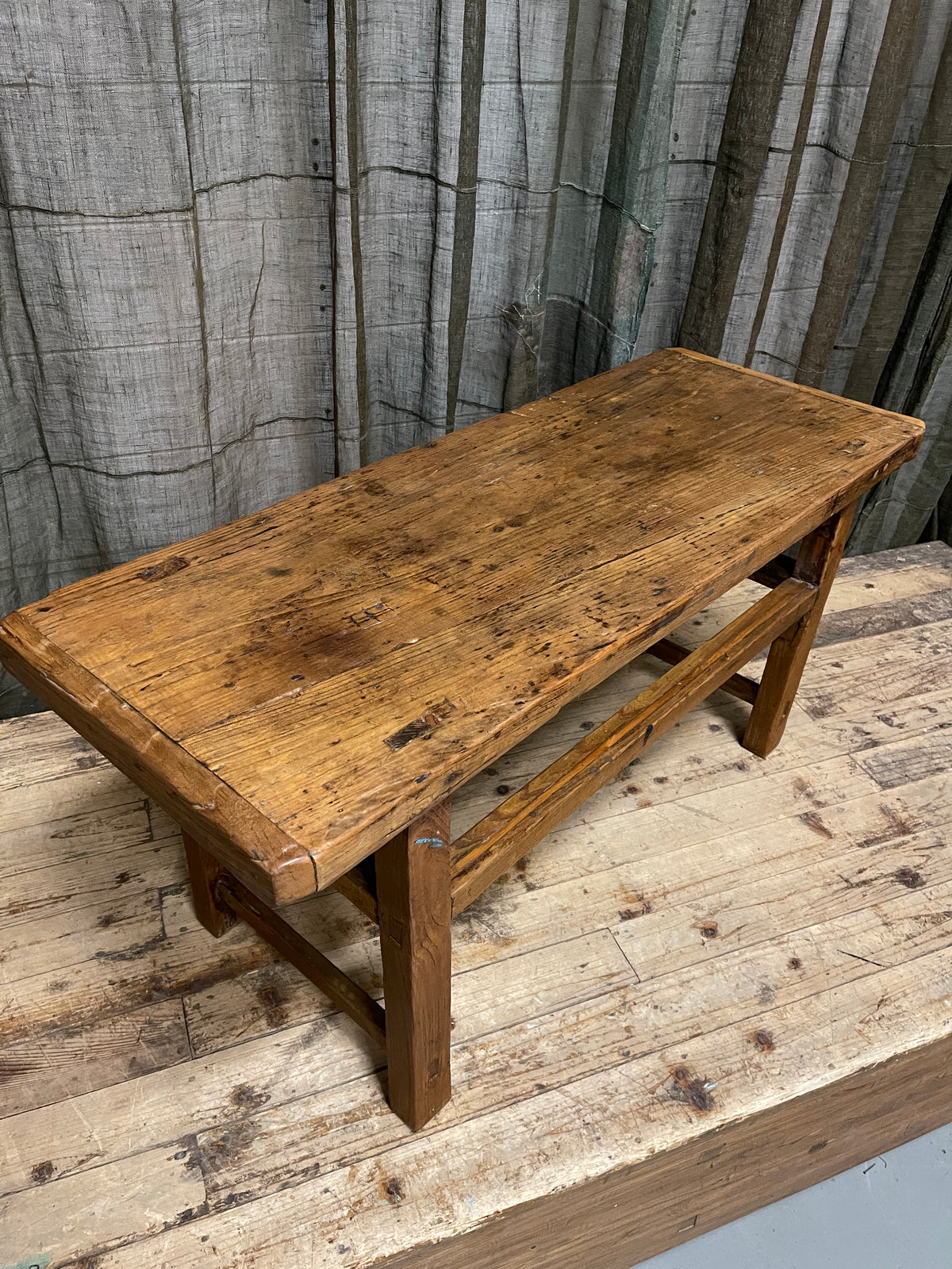 Vintage Chinese Bench, Recycled Elm