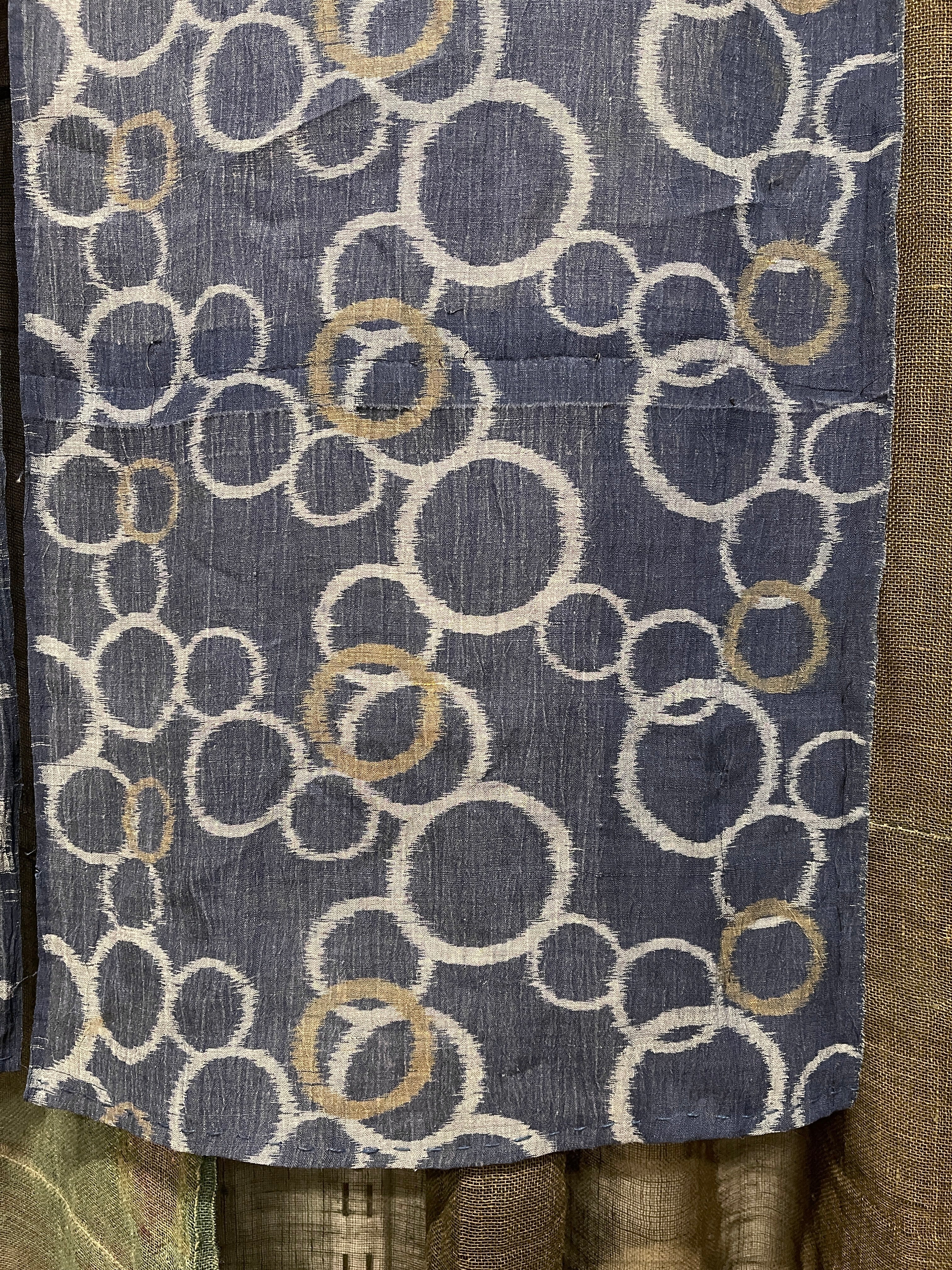 Vintage Japanese Hemp Noren, Panelled Curtain