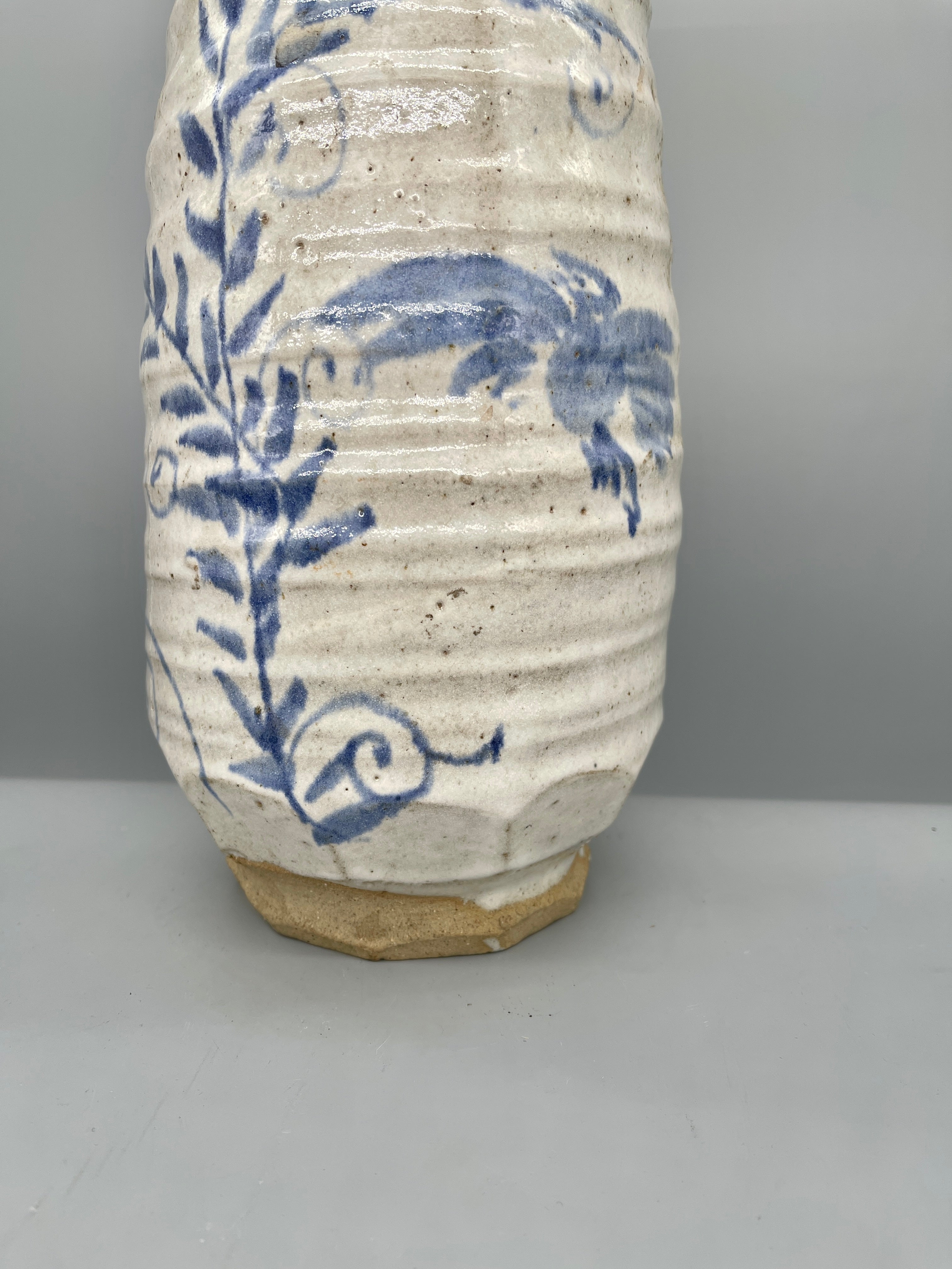 Vintage Japanese Ikebana Vase - Blue & White