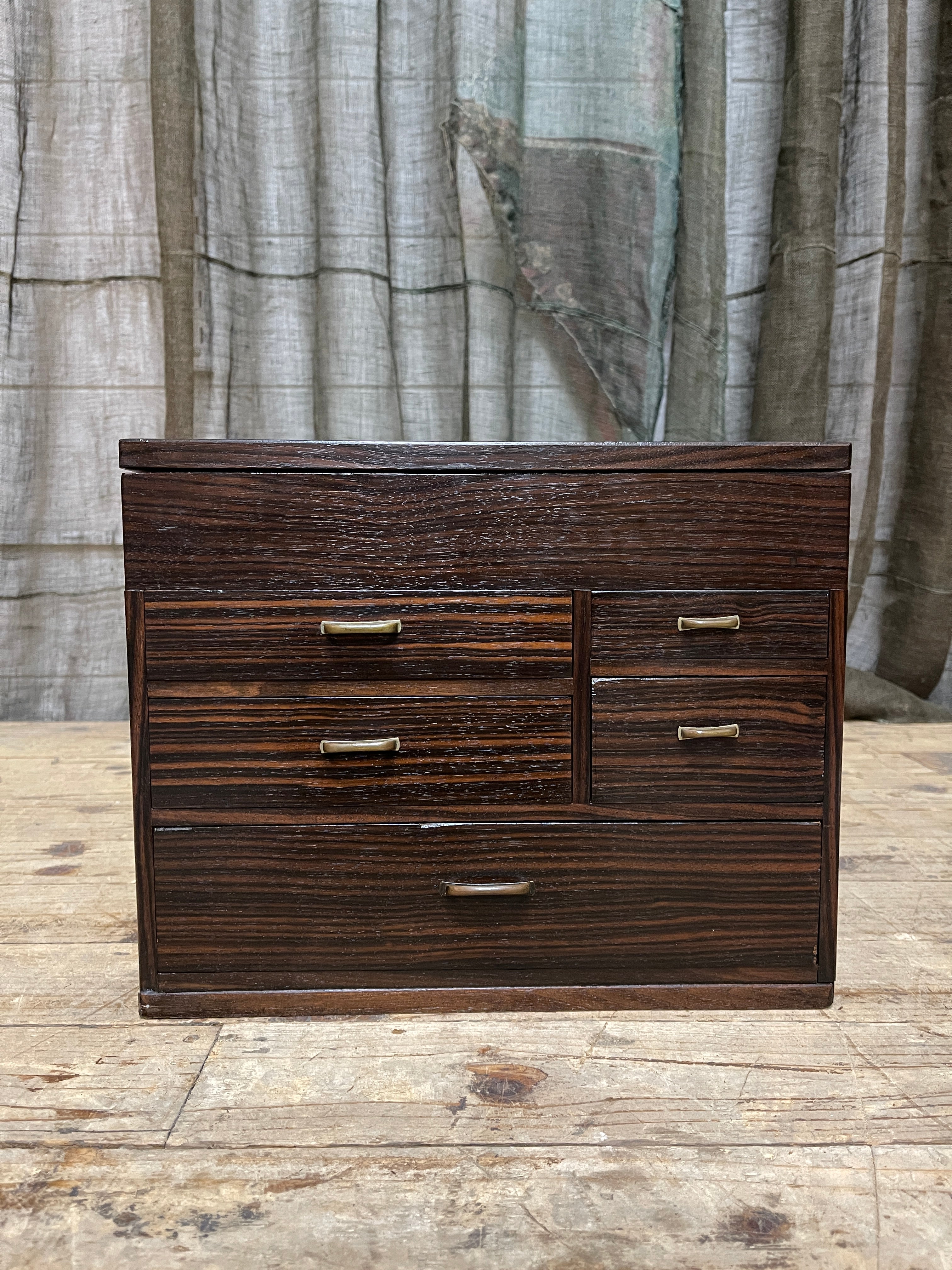 Vintage Japanese Sewing Box, Hari Bako - Rosewood | 1950's