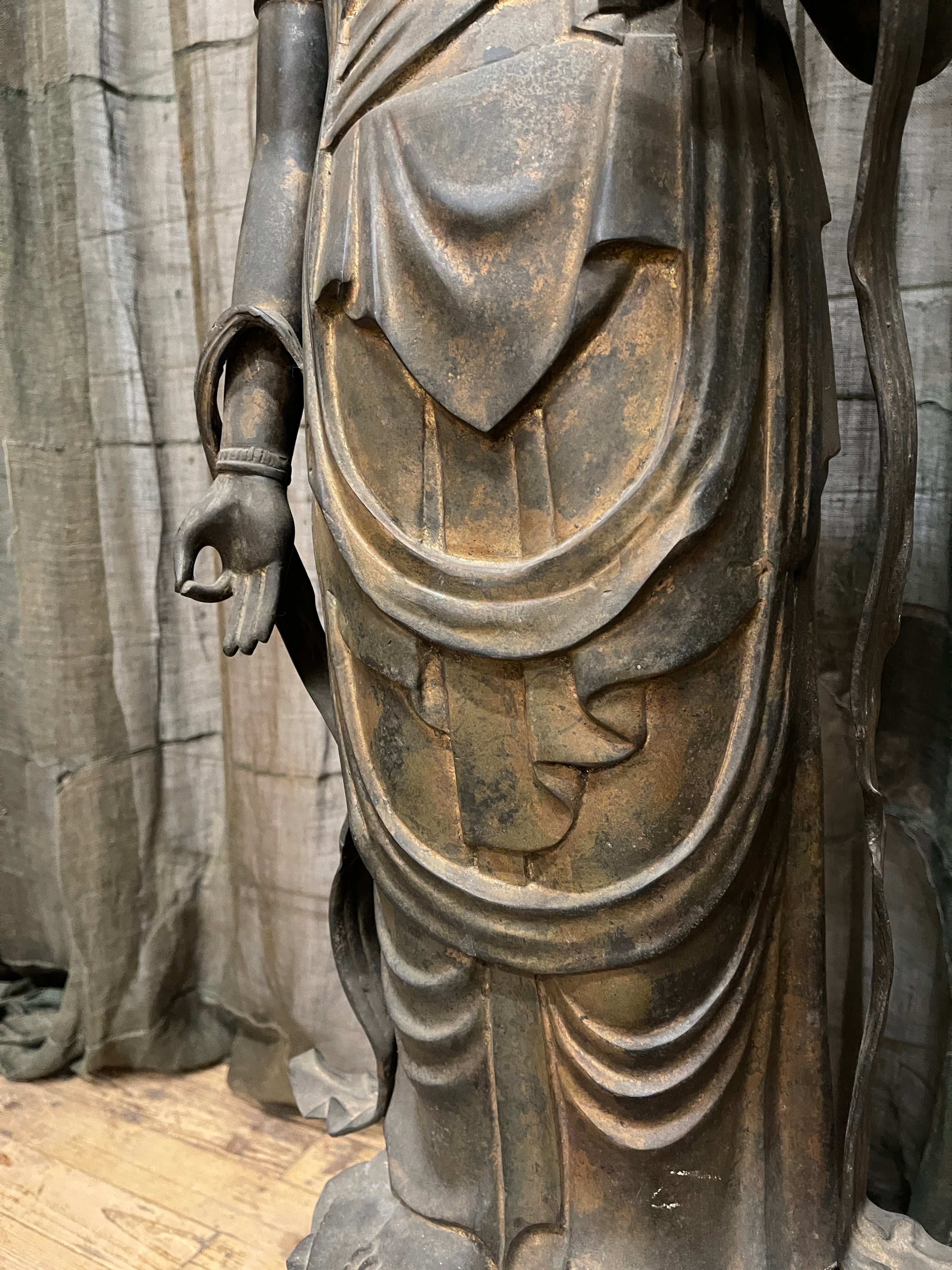 Vintage Japanese Kannon-Bosatsu Statue - Bronze | Mid-Century