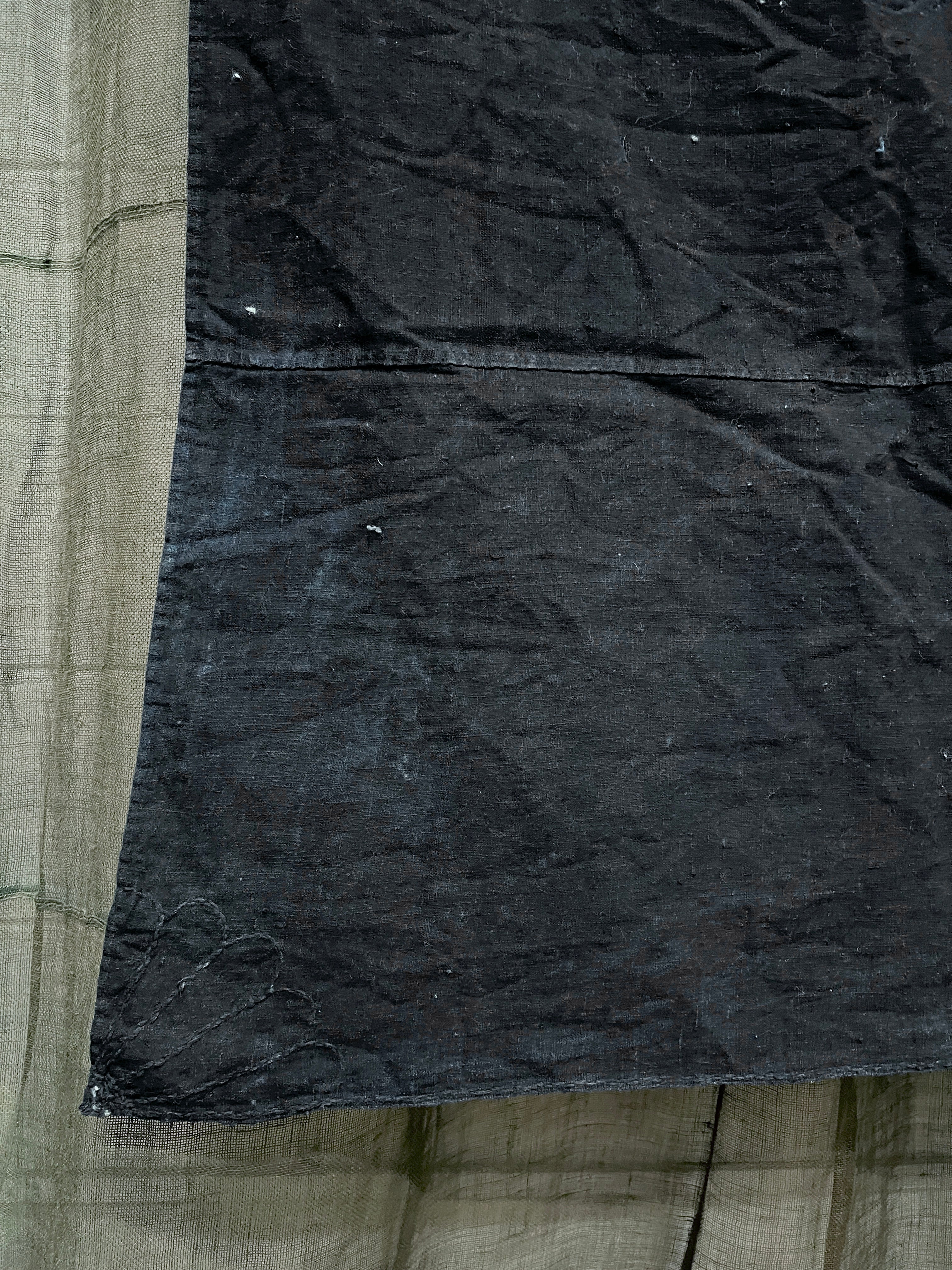 Large Vintage Japanese Indigo Cotton Furoshiki with Family Crest