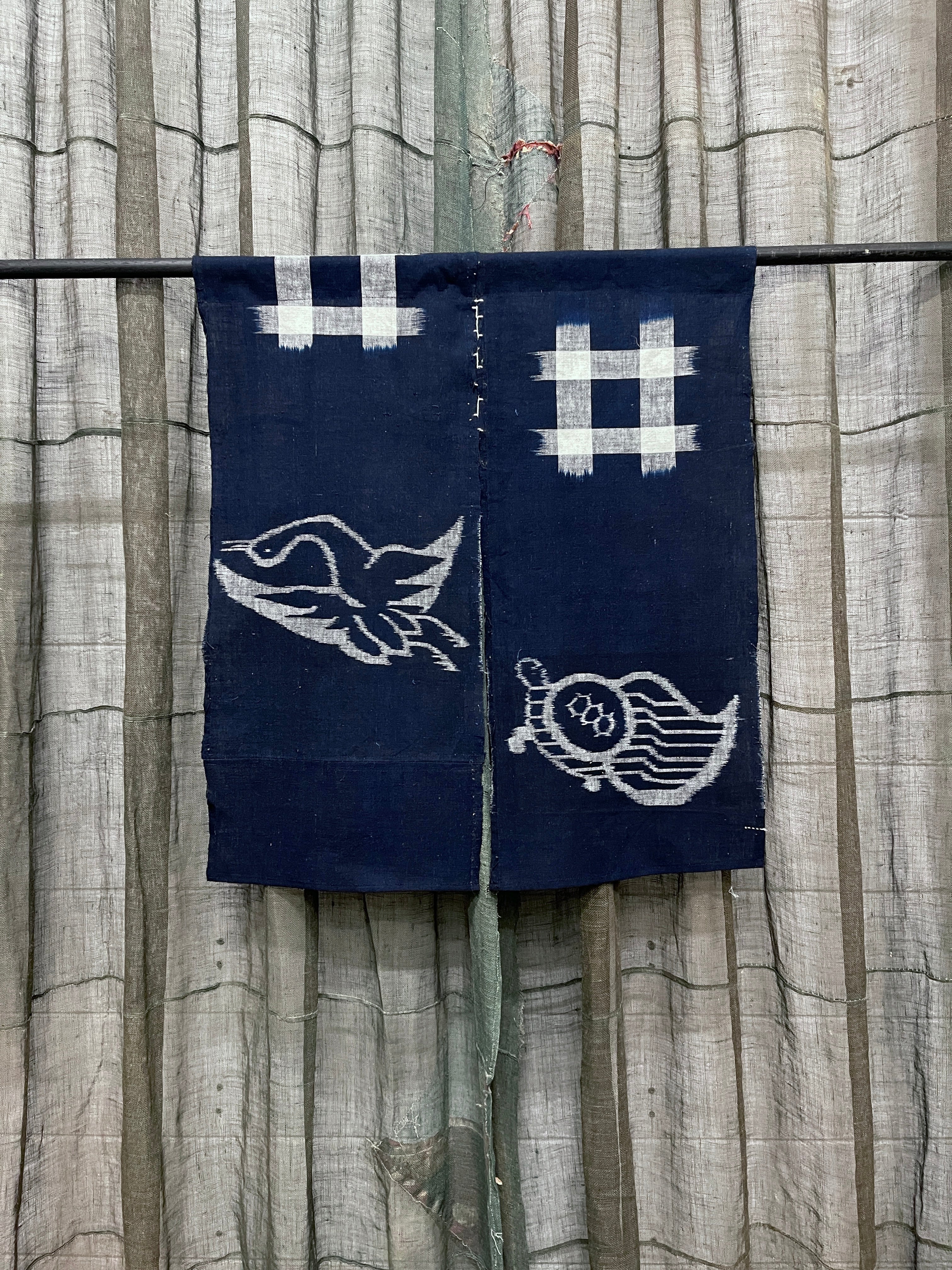 Vintage Japanese Noren - Indigo Kasuri Cotton