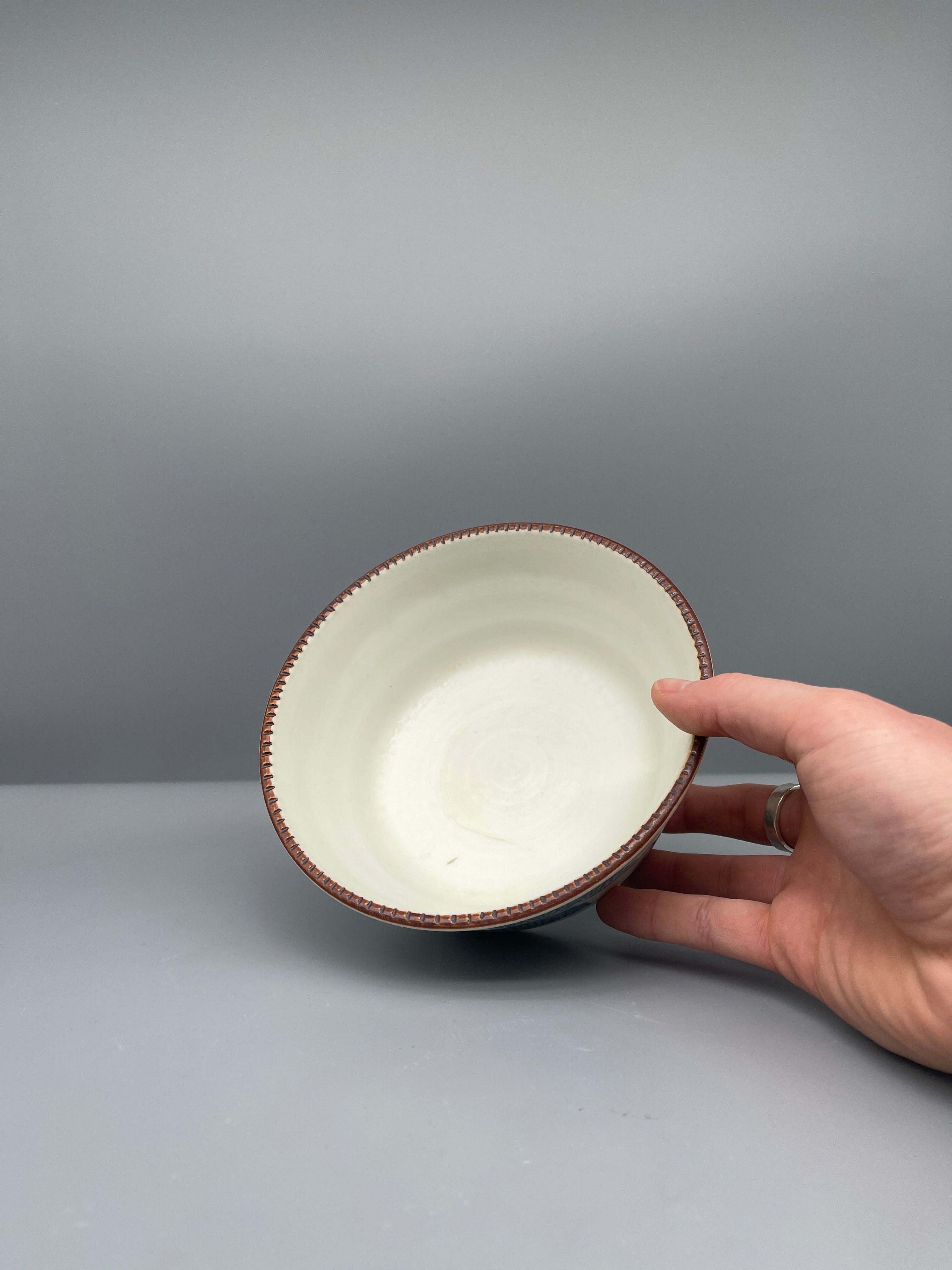 Japanese Bowl, Blue & White Matsu Pine Motif
