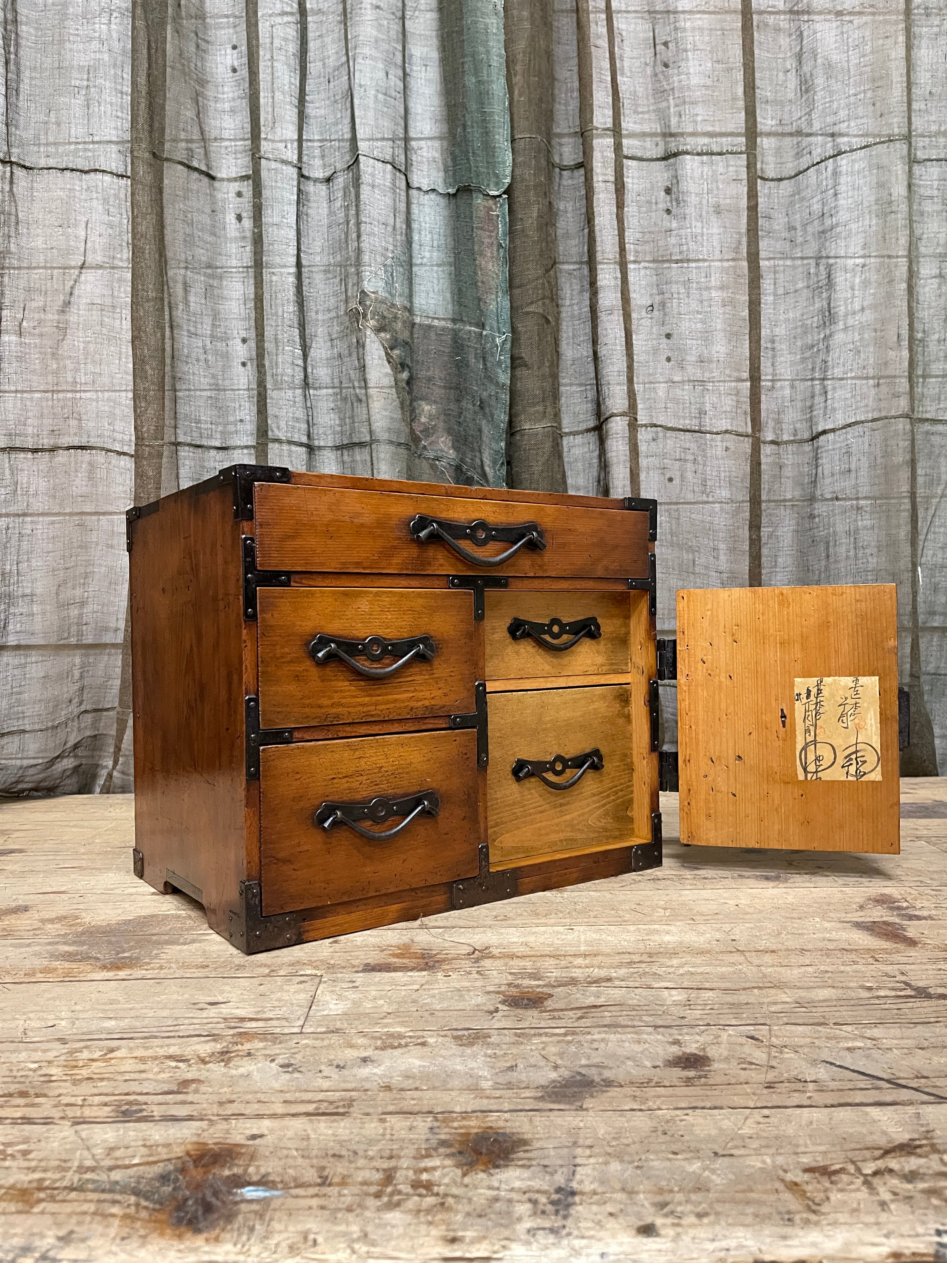 Antique Japanese Small Chest - Cypress | Meiji, c.1900.
