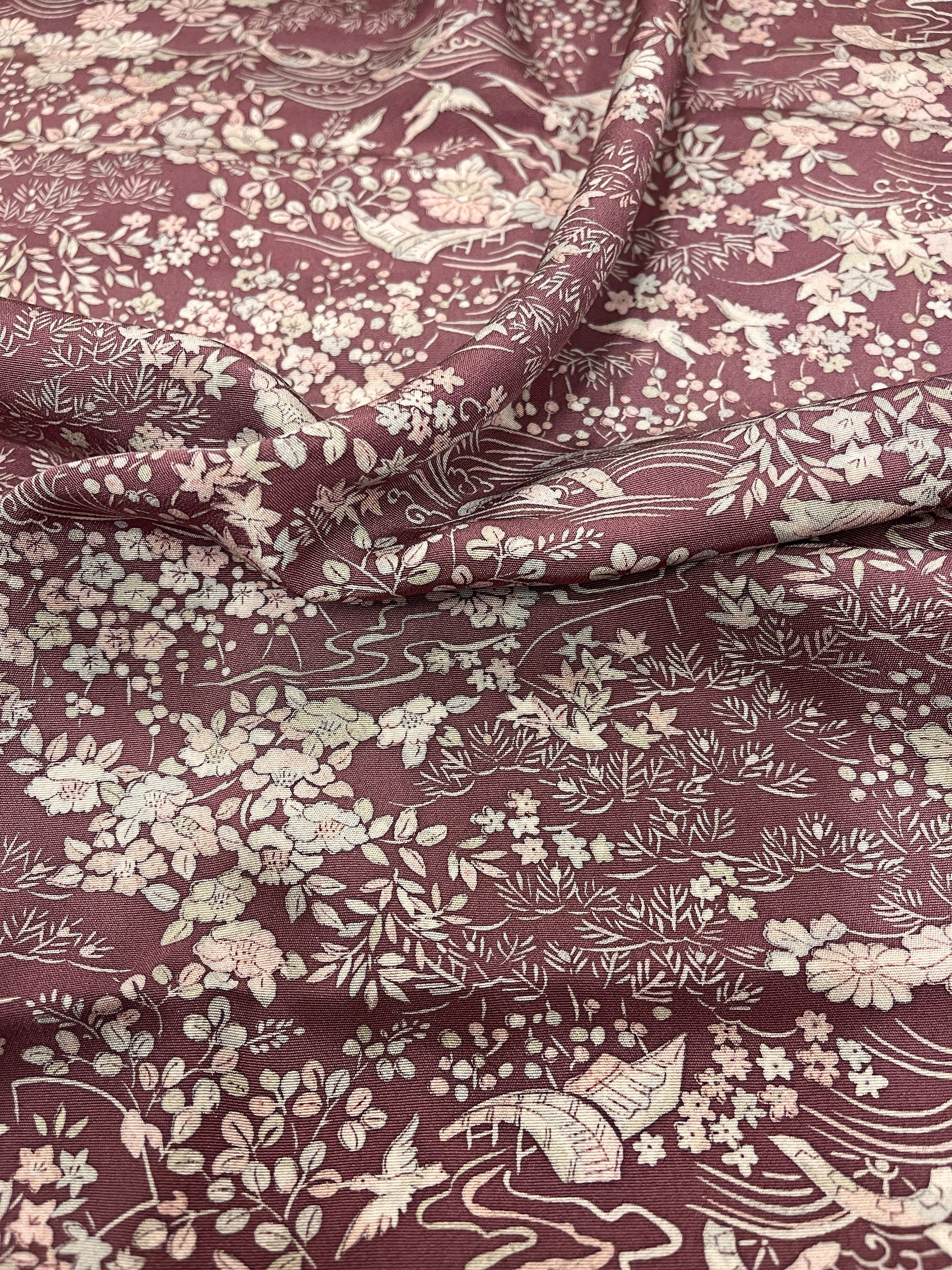 Japanese Silk Fabric, Pale Pink Garden Design