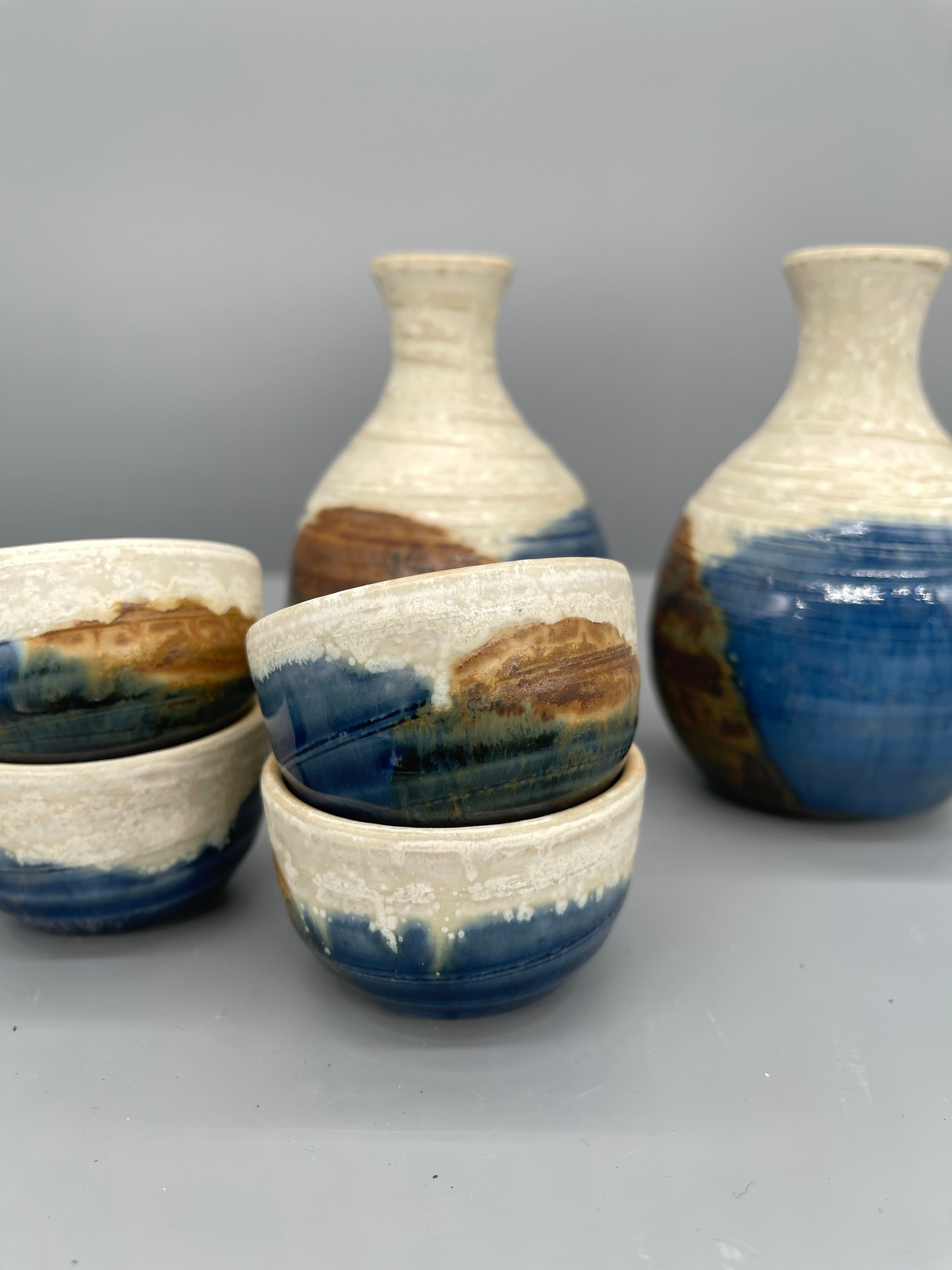 Sake Set of 7 pieces, Seto Ware