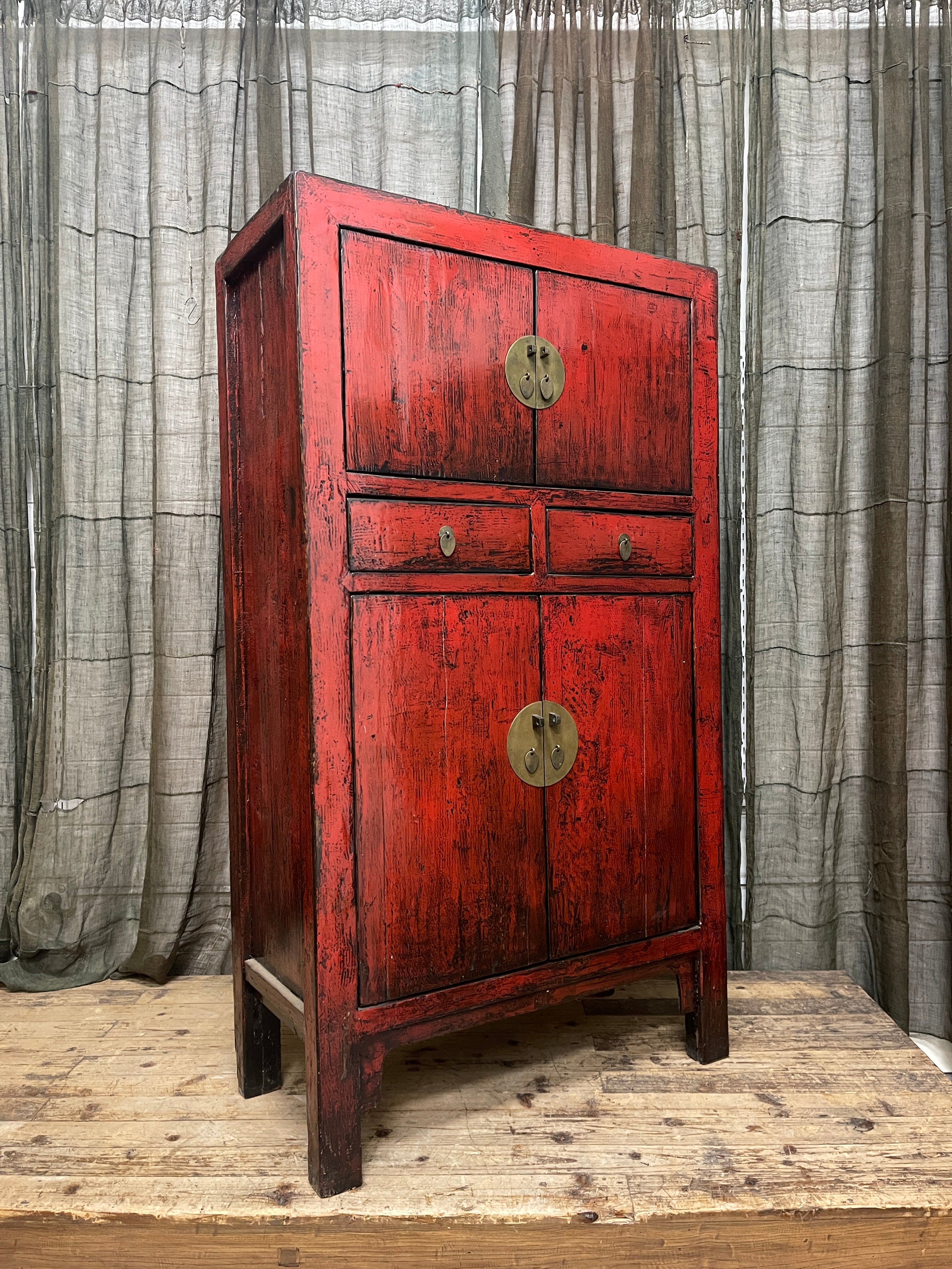 Antique Chinese Red Lacquered Cabinet