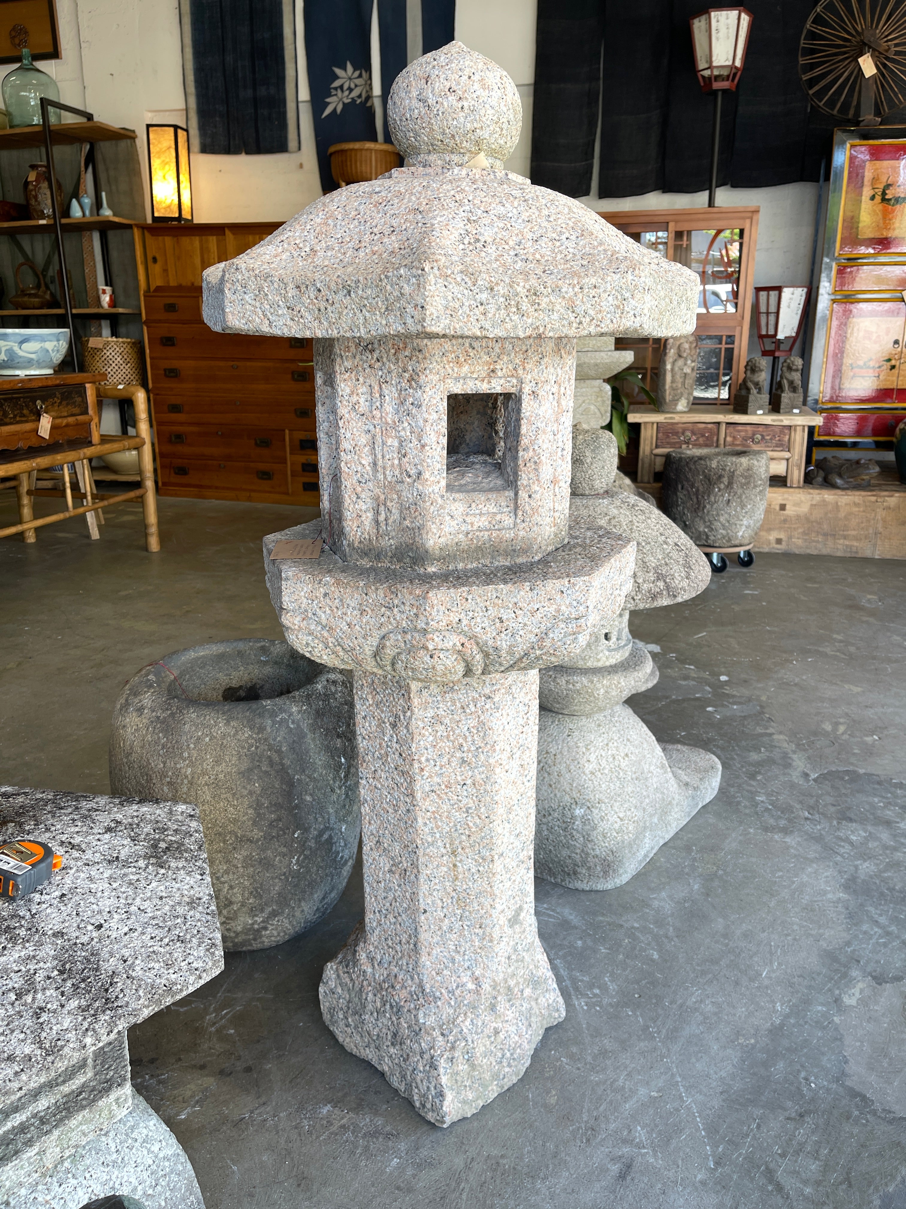 Japanese Rokkaku Doro Stone Garden Lantern - Granite