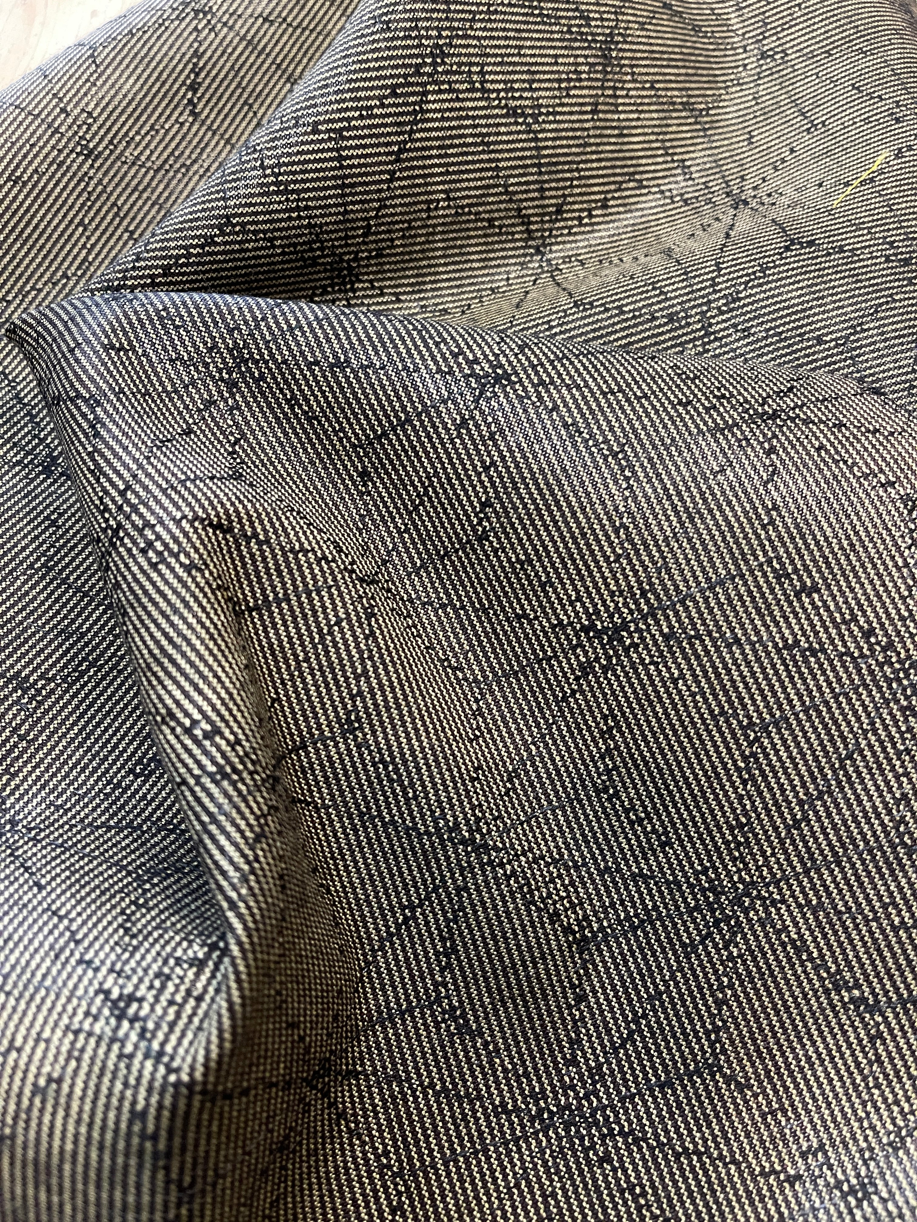 Japanese Silk & Wool Fabric Asanoha