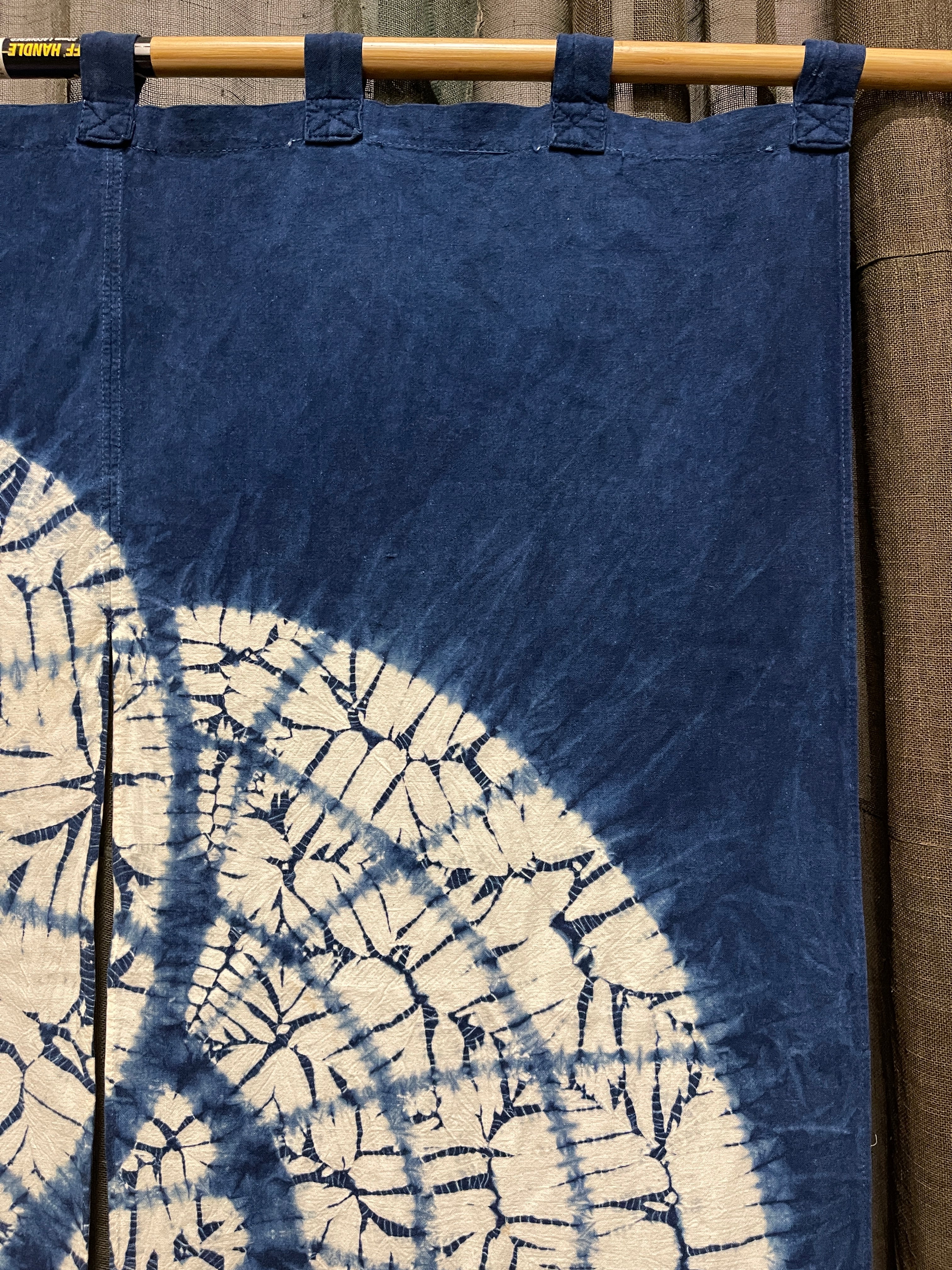 Japanese Shibori Cotton Noren, Panelled Curtain
