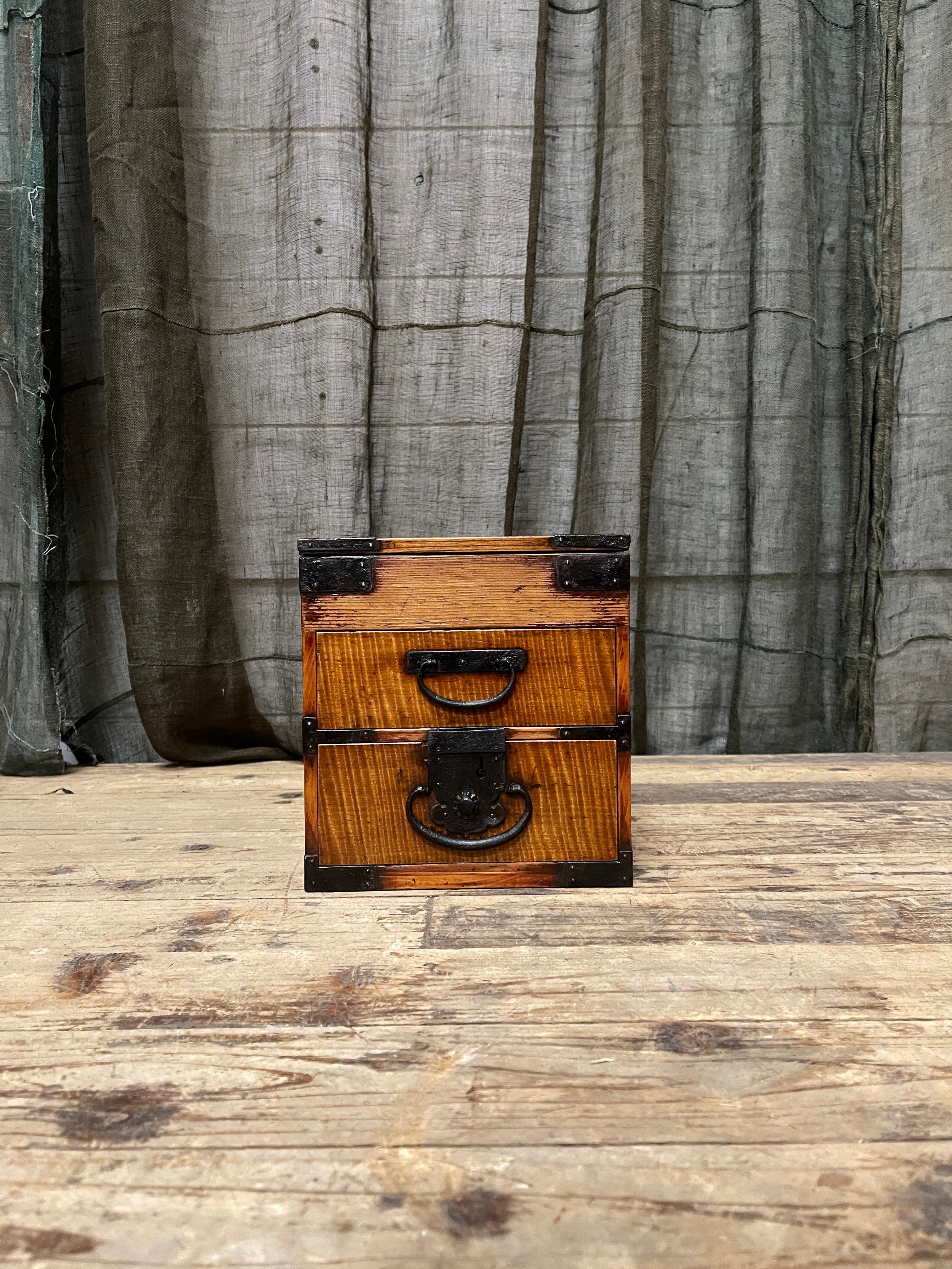 Antique Japanese Suzuri Bako, Calligraphy Box - Elm & Cedar | Meiji, c.1900