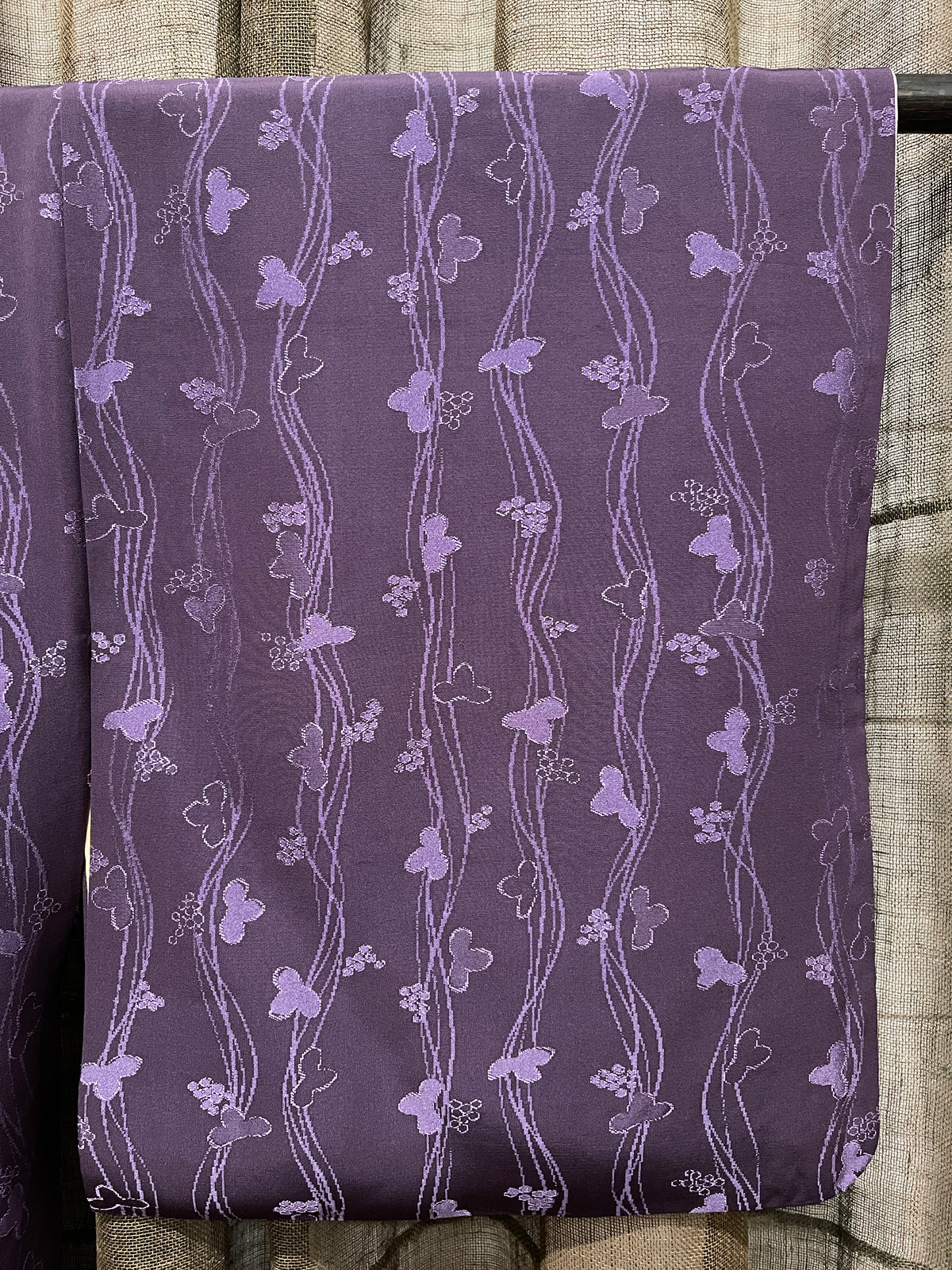 Vintage Japanese Silk Kimono, Vine Pattern