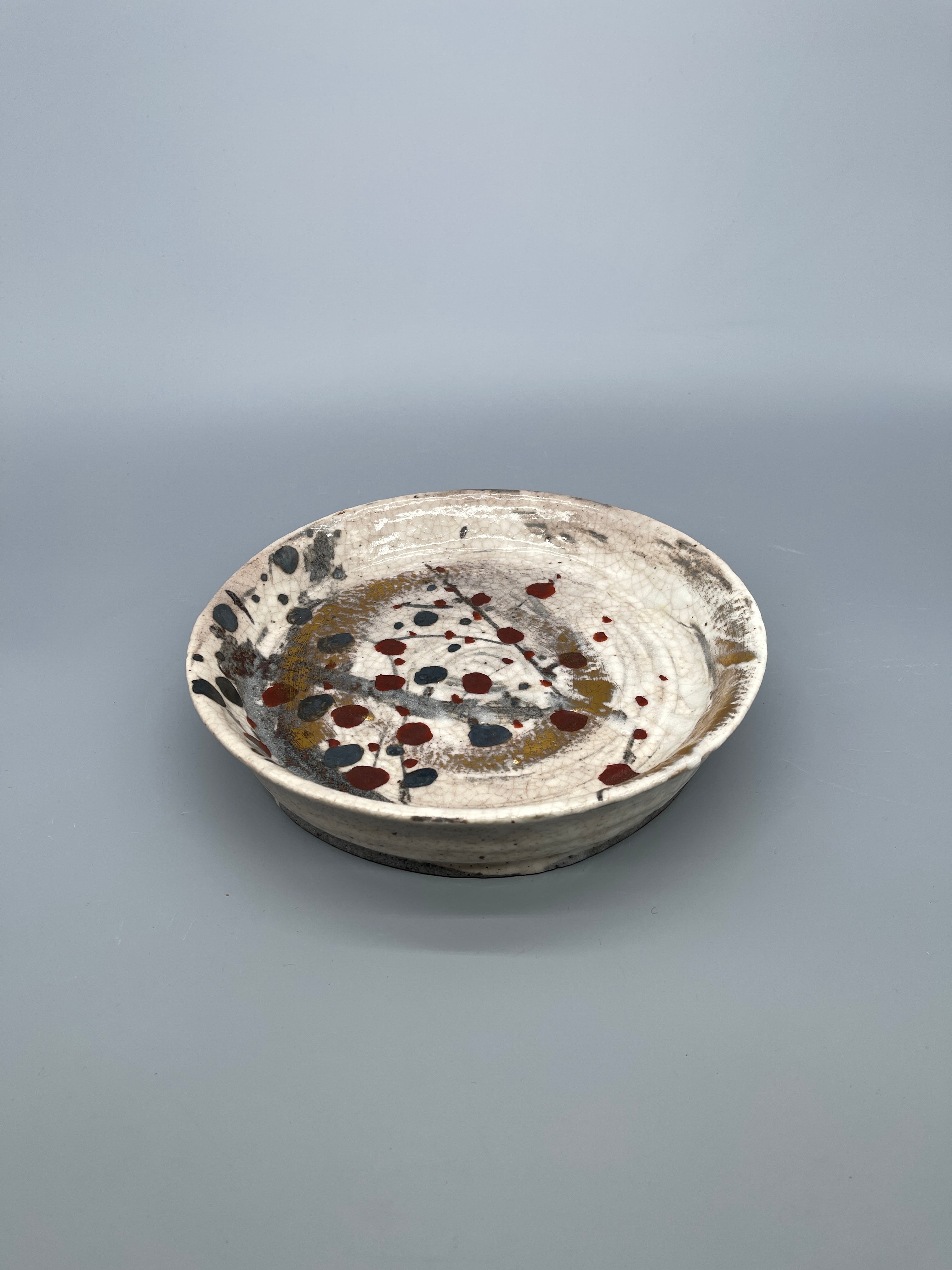 Vintage Japanese Round Plate, Thick Glaze