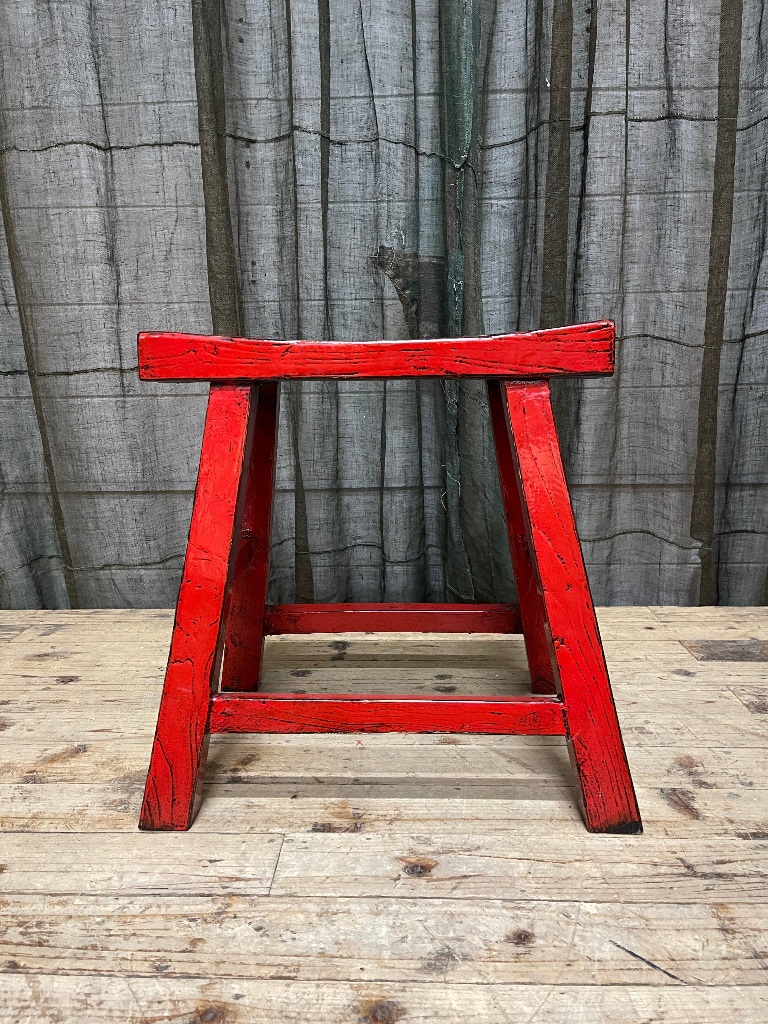 Chinese Provincial Stool - Red