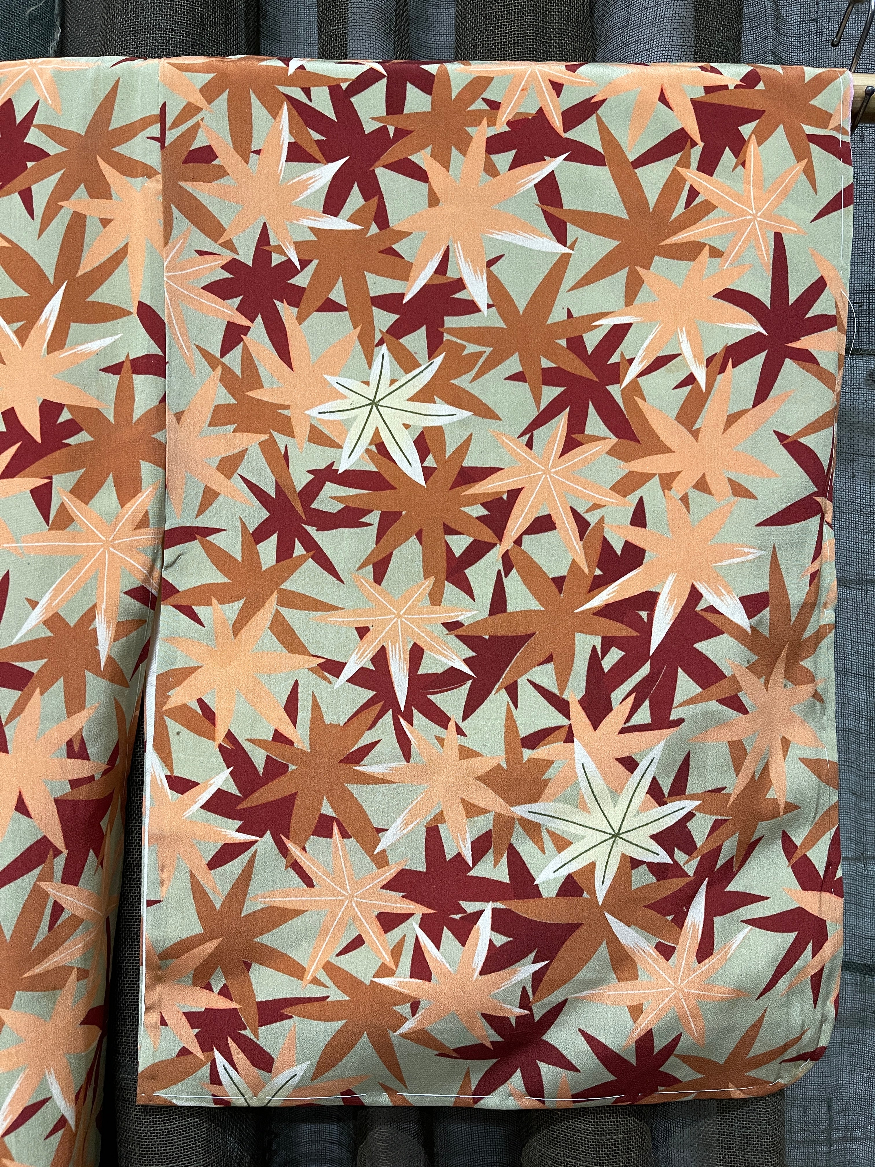 Vintage Japanese Silk Kimono | Maple Leaves Pattern