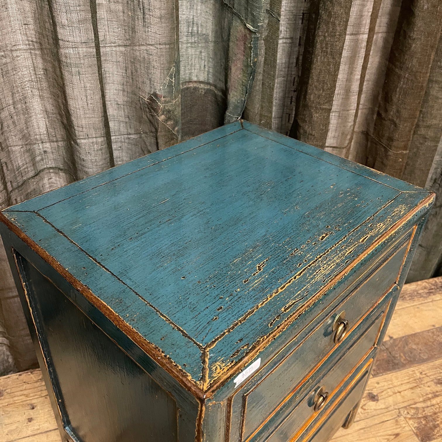 Provincial Style Chinese Blue Lacquered Side Cabinet